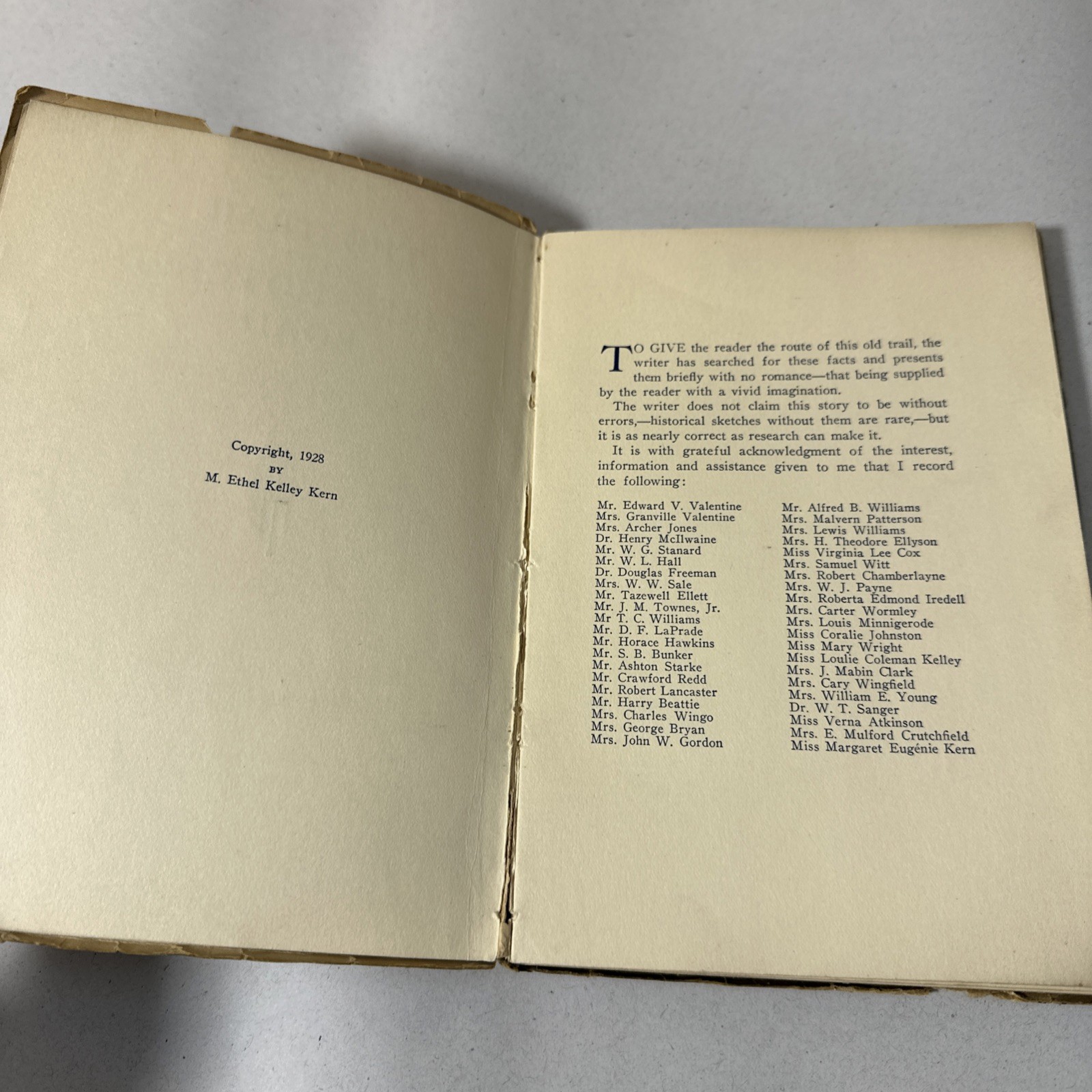 Trail Three Notched Road Ethel Kern 1928 First Edition SIGNED Book Virginia