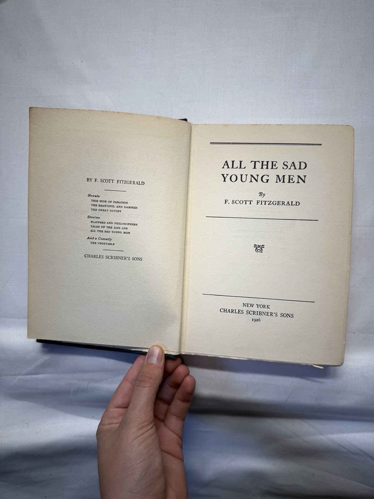 All the Sad Young Men, 1926 First Edition, F. Scott Fitzgerald, Scribner’s