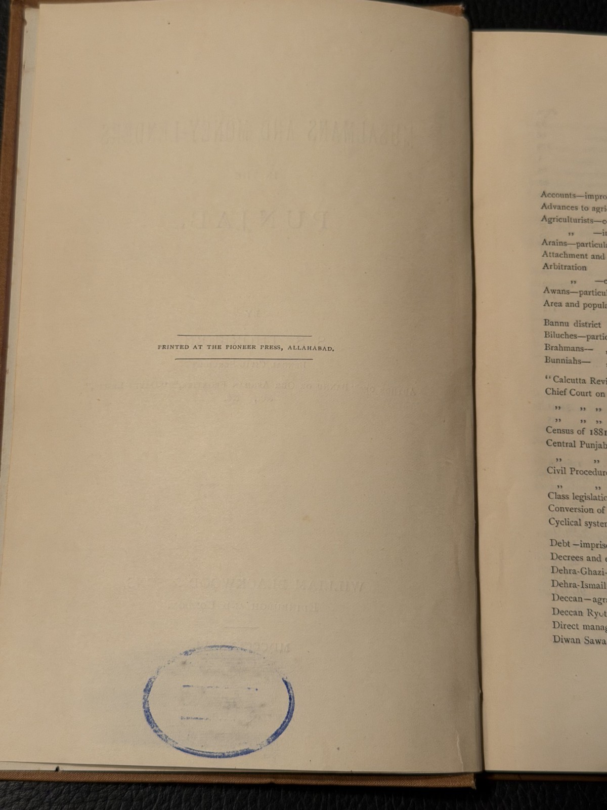 Musalmans And Money-Lenders In The Punjab 1886 FIRST ED Thorburn India Pakistan