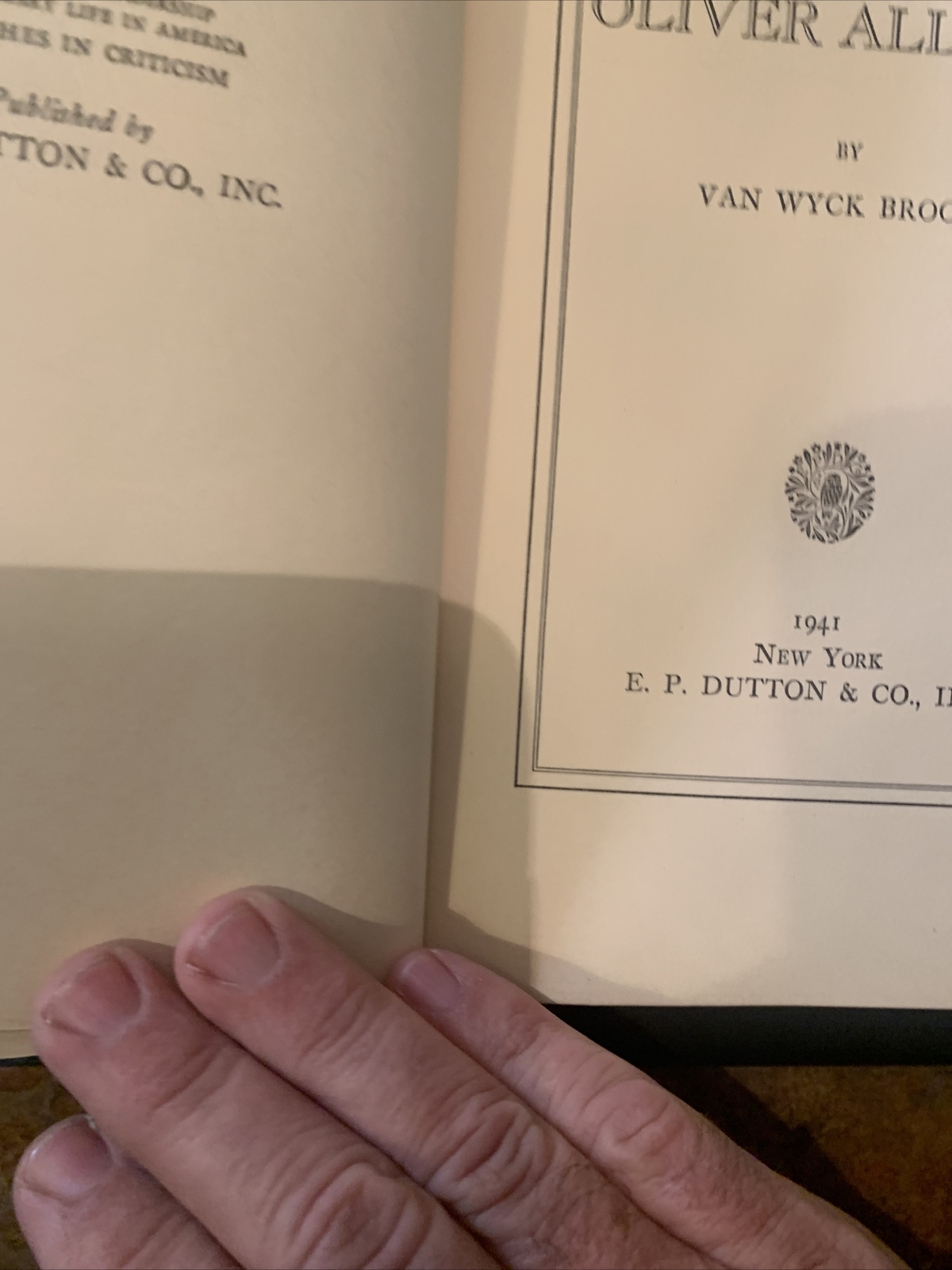 Opinions of Oliver Allston by Van Wyck Brooks – Stated First edition – 1941
