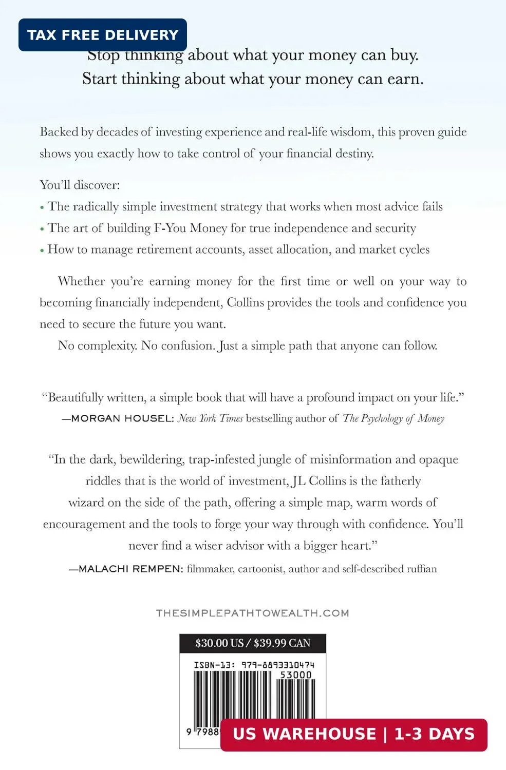 The Simple Path to Wealth: Your Road Map to Financial Independence and a Rich, F