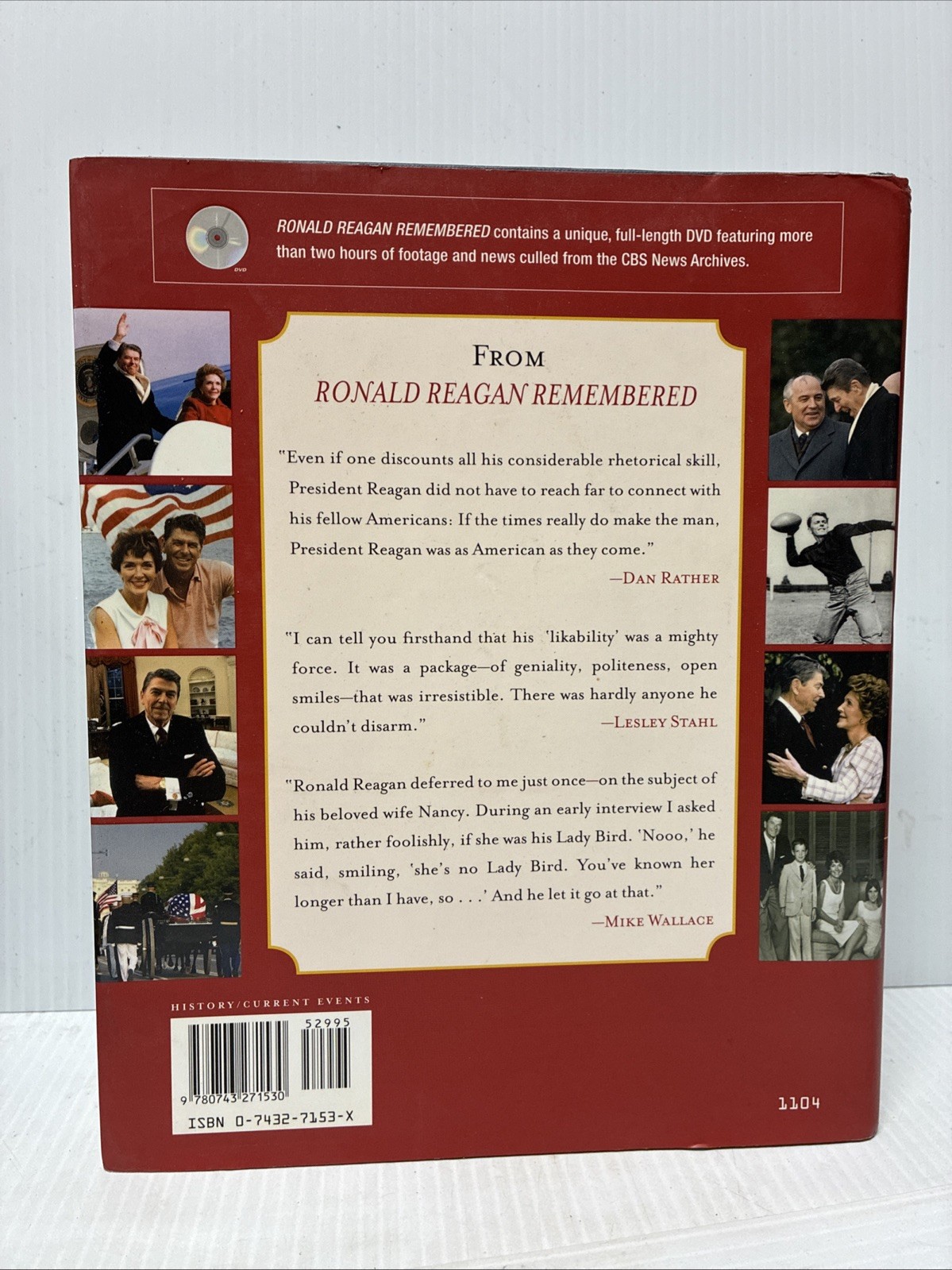 Ronald Reagan Remembered w/DVD CBS News Introduction Dan Rather 2004 HC/DJ