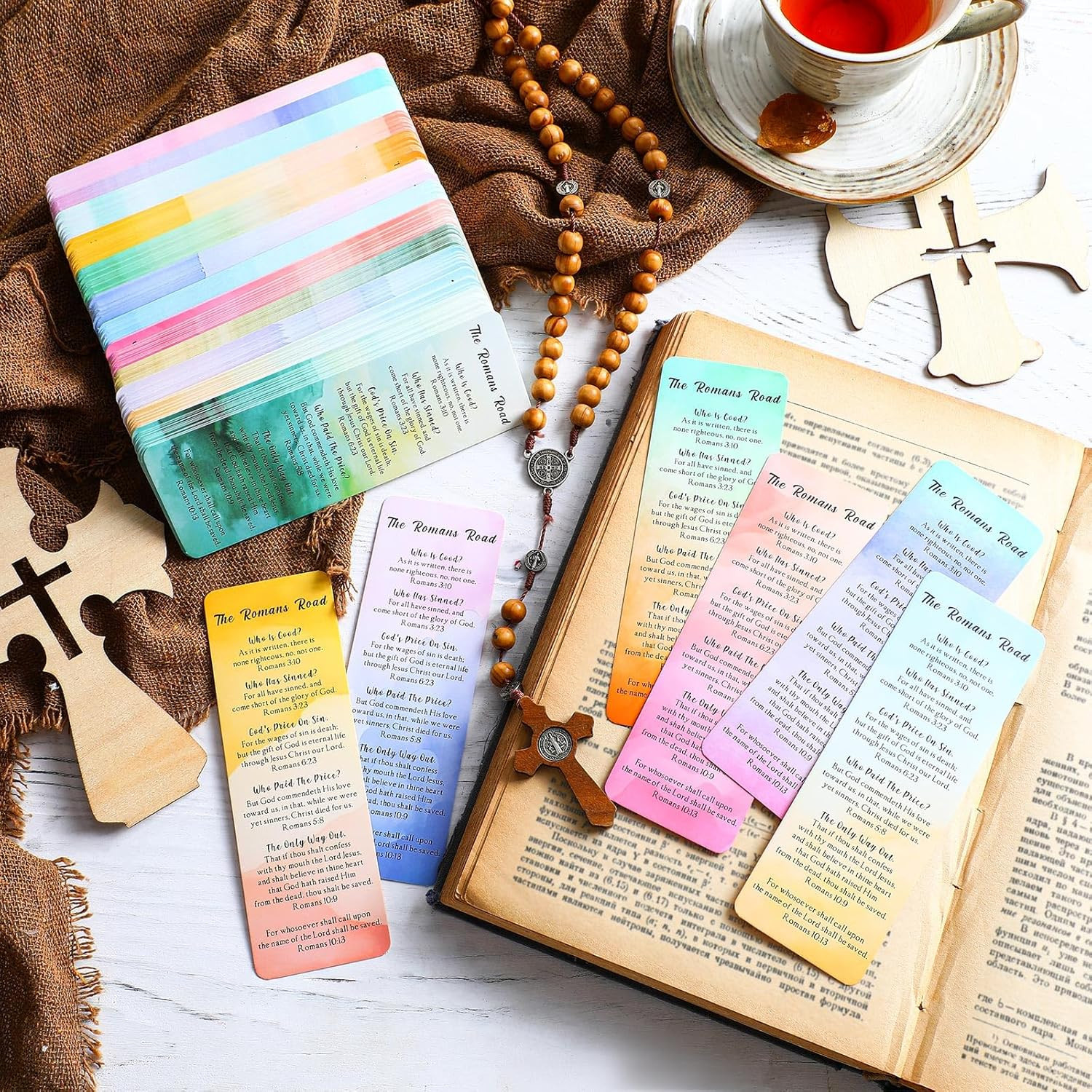 240 Pcs Romans Road to Salvation Bookmarks 6 X 2 Gospel Tracks Religious Bookmar