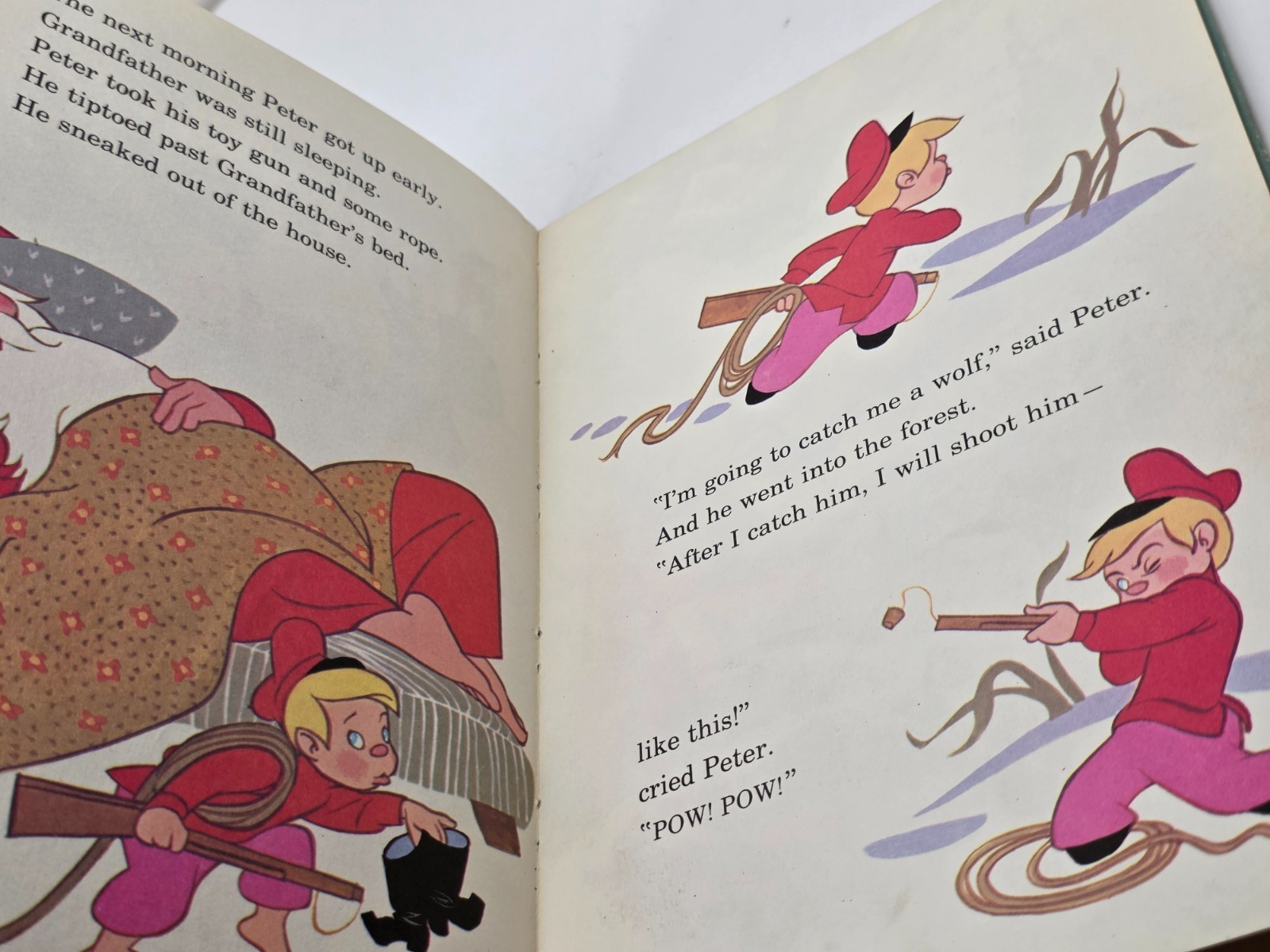 Vintage 1974 Disney Peter And The Wolf Hardcover Book Random House