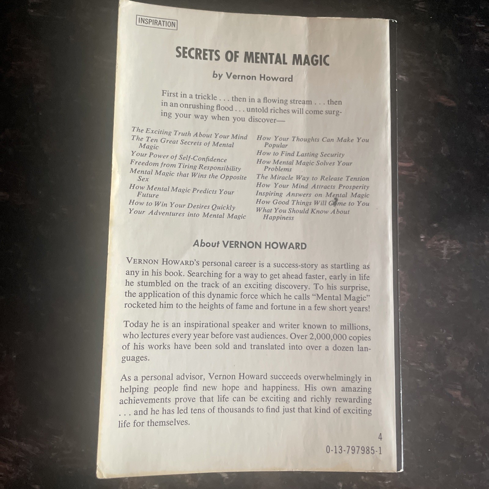 Vernon Howard Secrets of Mental Magic Personal Growth Self Help New Age Book