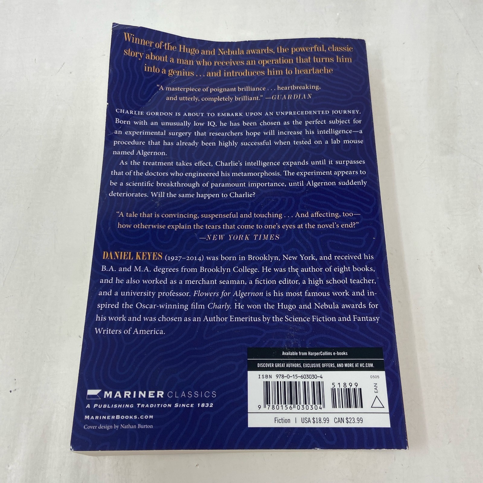 Mariner Books Flowers for Algernon by Daniel Keyes – Trade Paperback