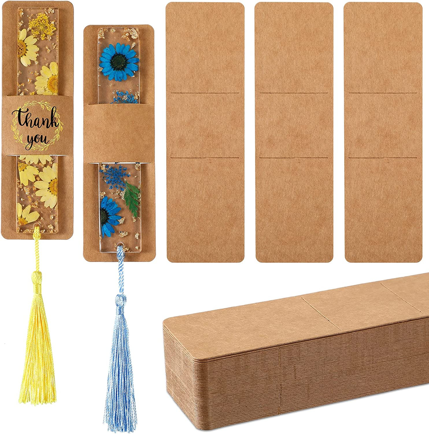 50 Pieces Resin Bookmark Holder Bulk 5. 9 x 1. 8 Inches Kraft Bookmark Sleeves D
