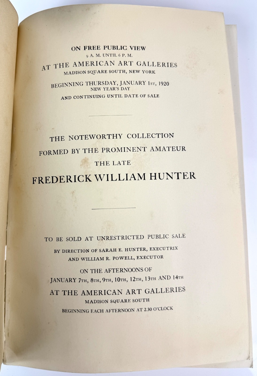1920 American Art Auction Catalogue Frederick W Hunter Oriental Asian Treasures