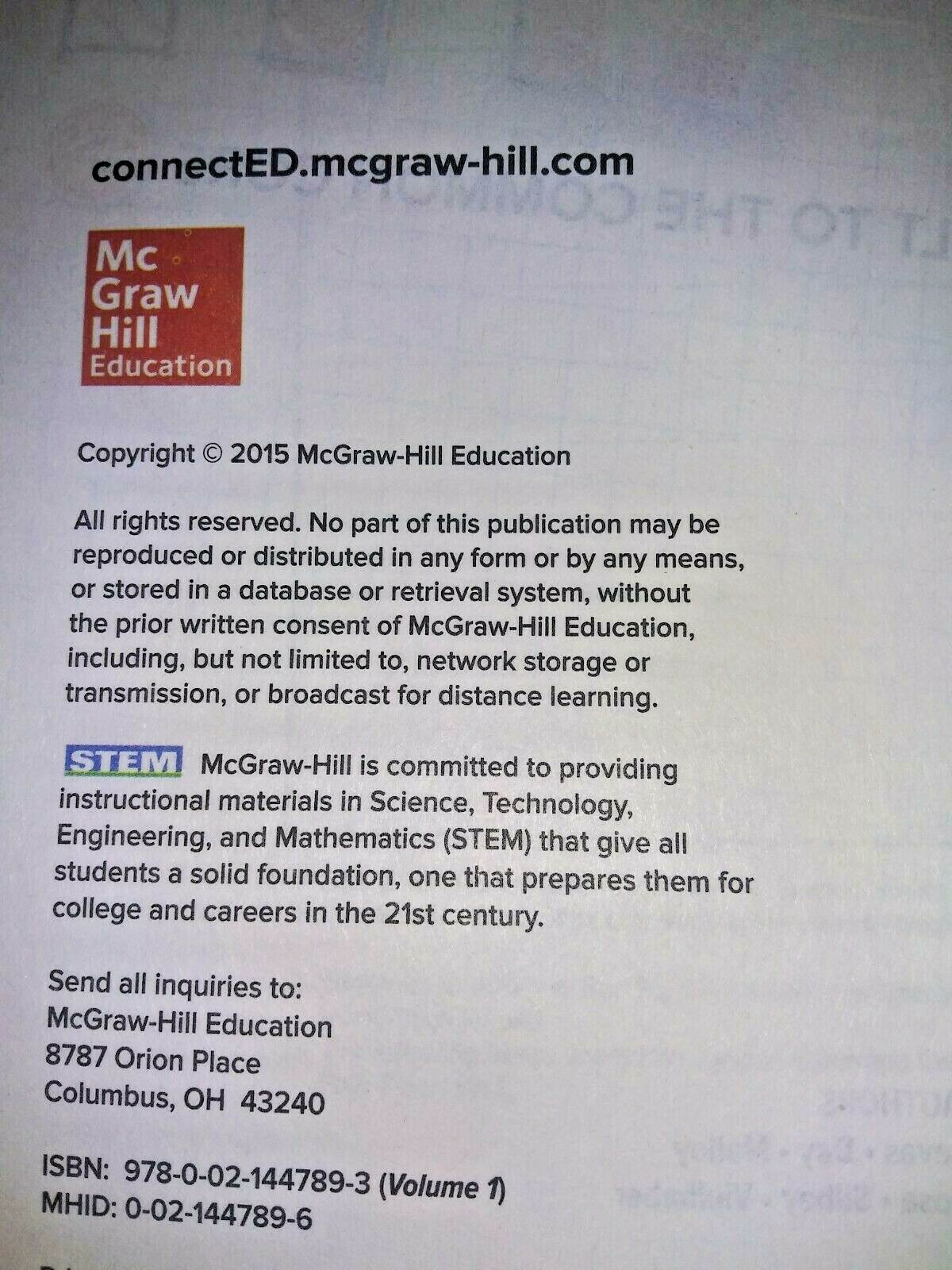 New MATH McGraw Hill Glencoe Math, Course 2, Volume 1 Student Edition,…