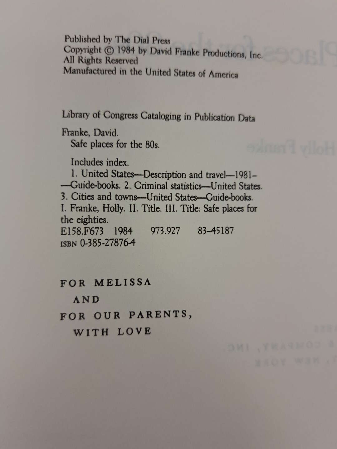 Vintage 1980s HCDJ-Safe Places for the ’80s-David and Holly Franke