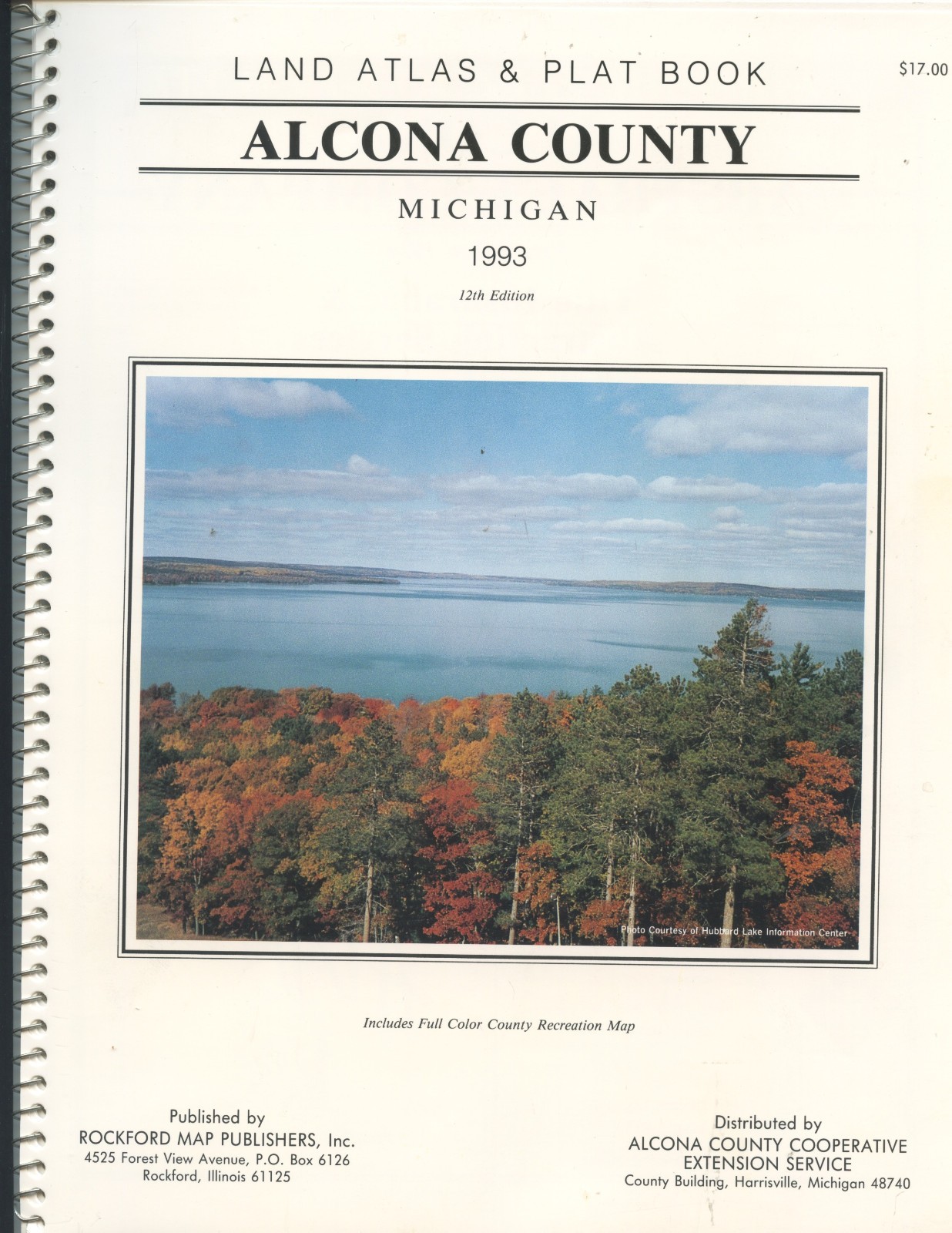 1993 ALCONA COUNTY, MICHIGAN “LAND ATLAS & PLAT BOOK” (58 PAGES, TOWNSHIP MAPS)
