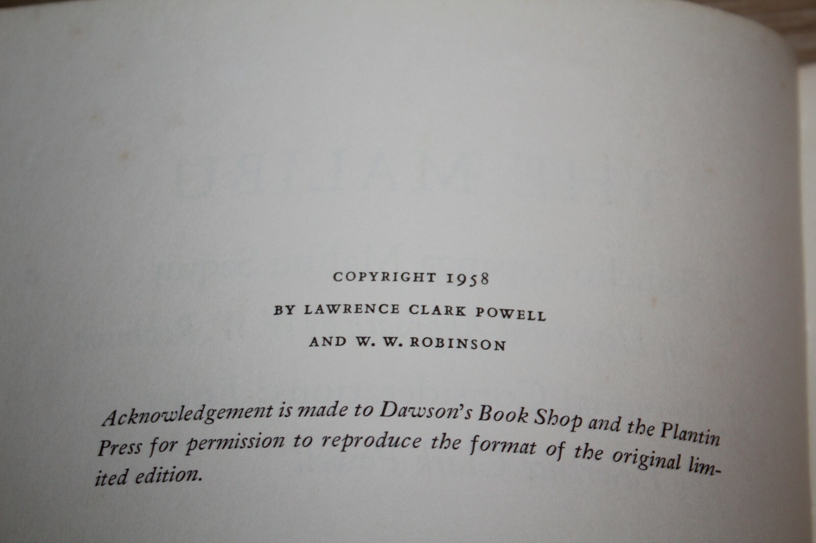 THE MALIBU Essays by W.W. Robinson Lawrence Clark Powell 1958 SIGNED Paperback
