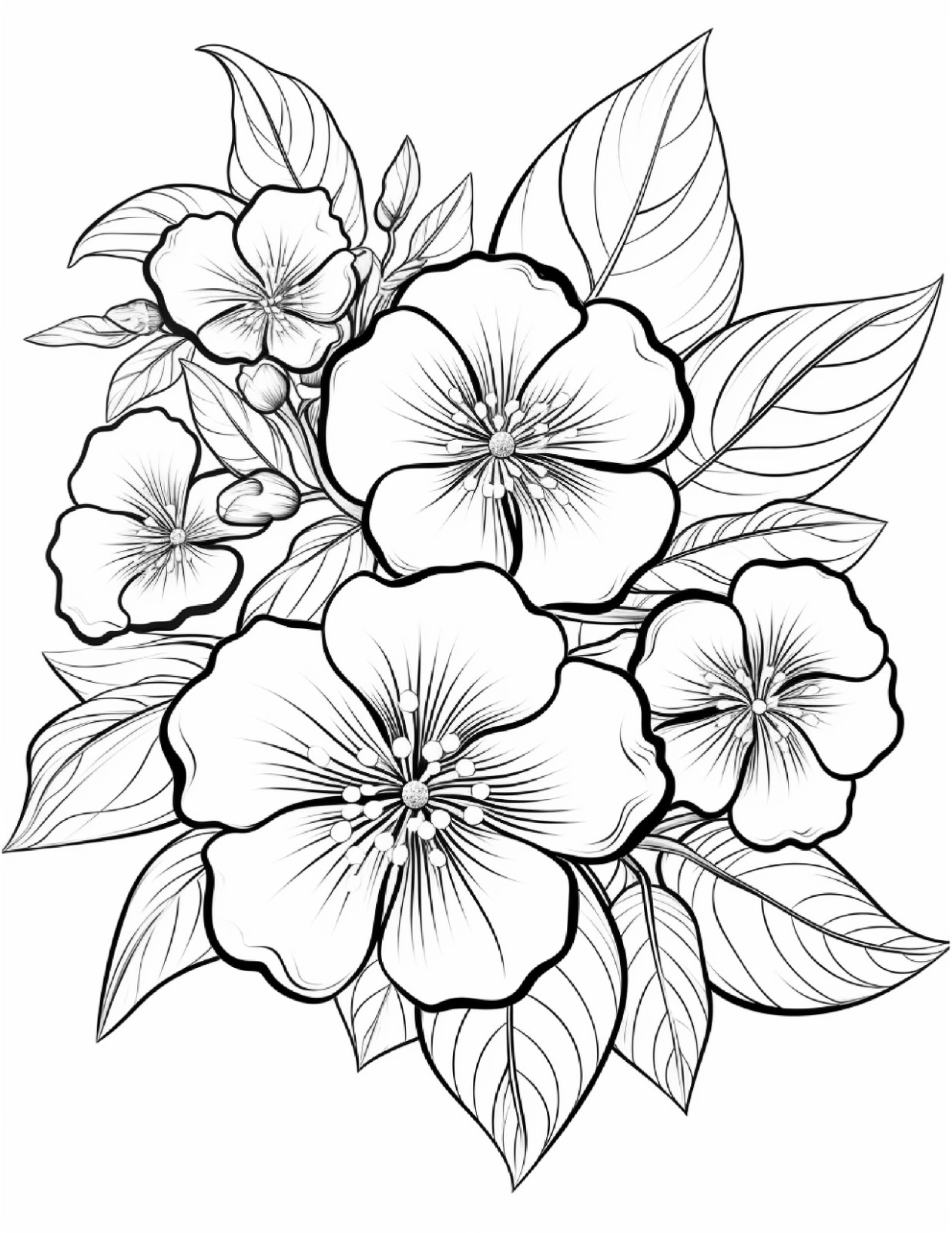 Relaxing Flowers Coloring Book