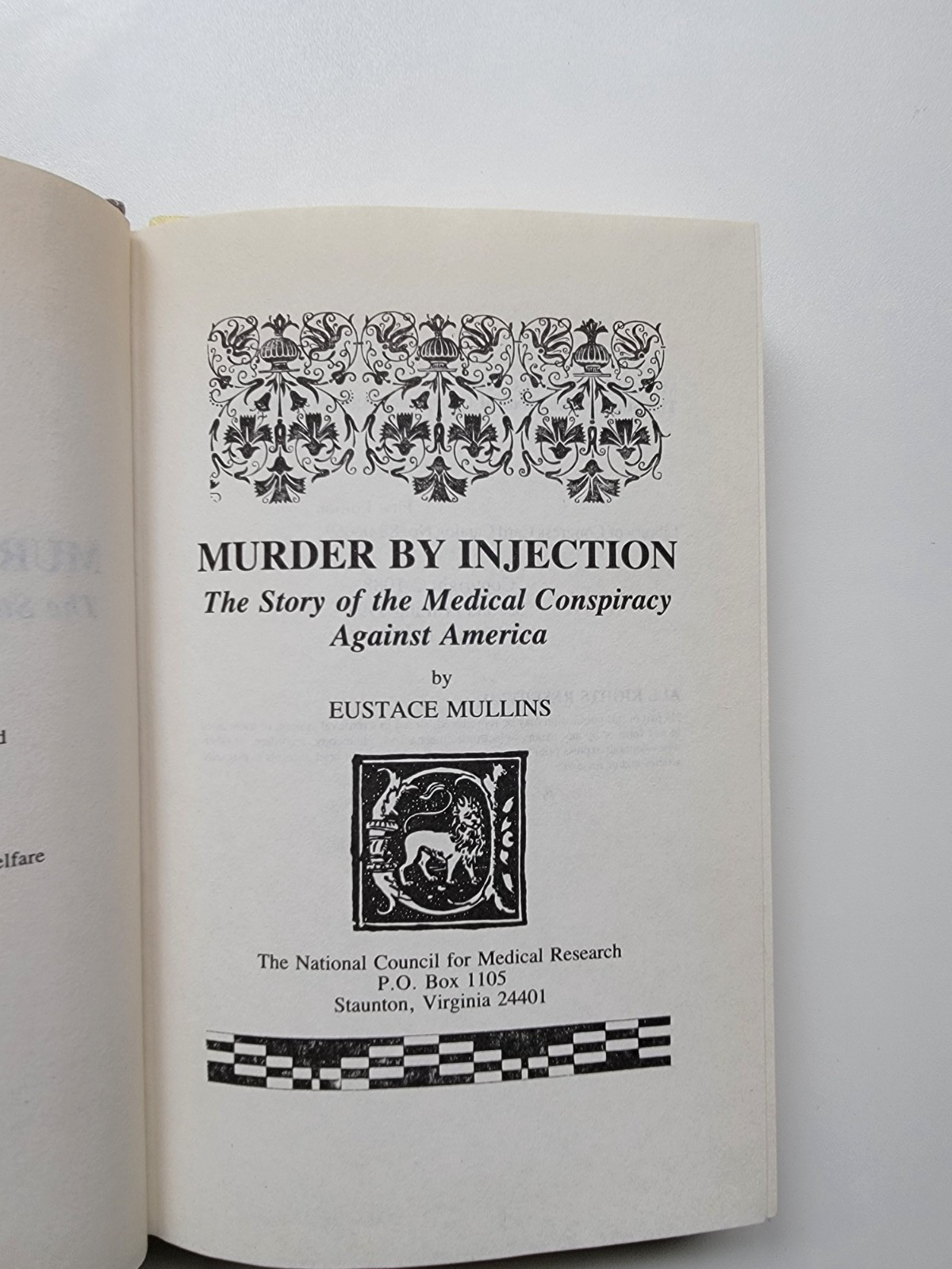 Murder By Injection, Eustace Mullins, 1992, HC, Medical Conspiracy, Rare
