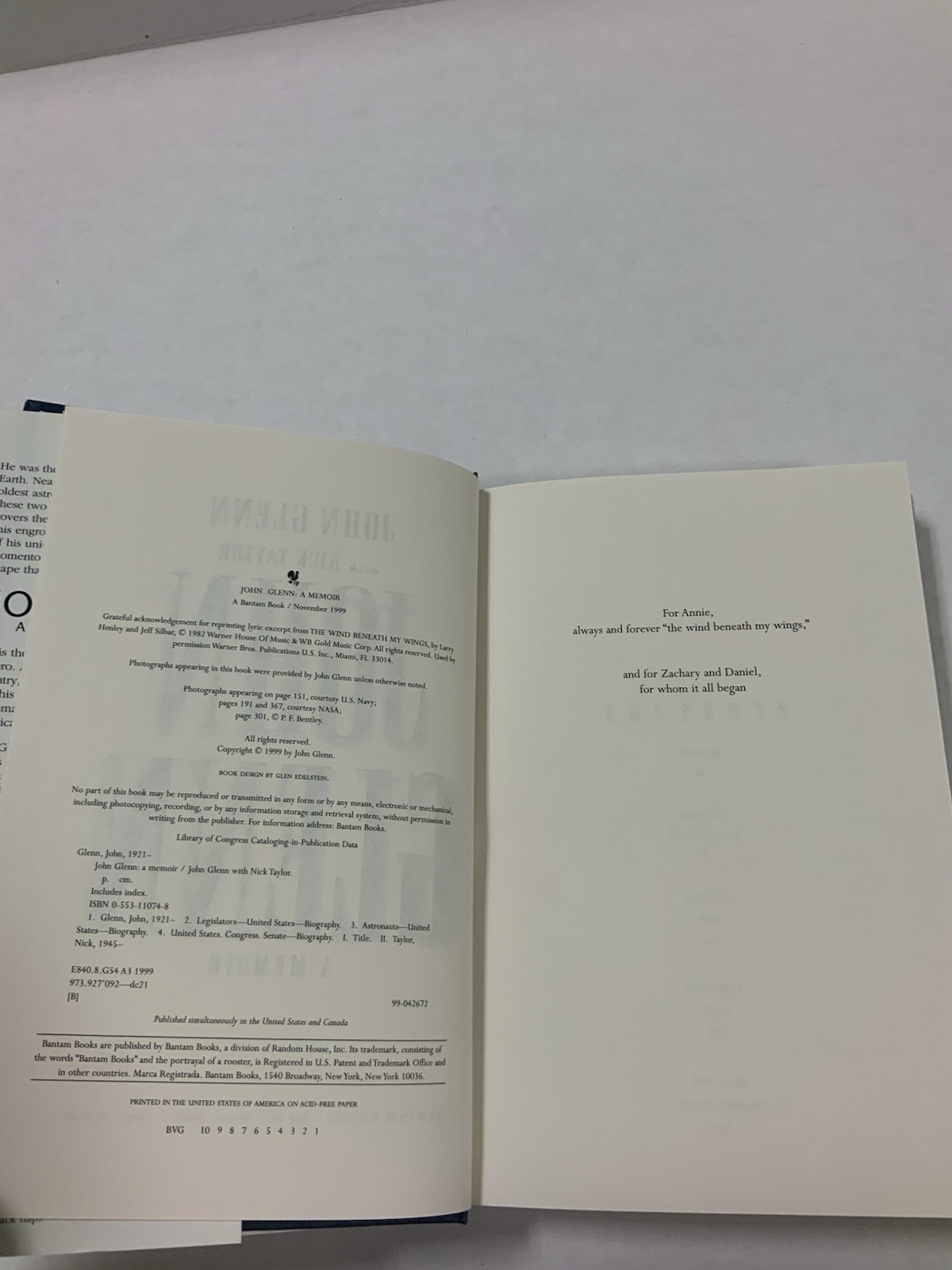 John Glenn: A Memoir Signed by John Glenn Hardcover w/ Dust Jacket 1999