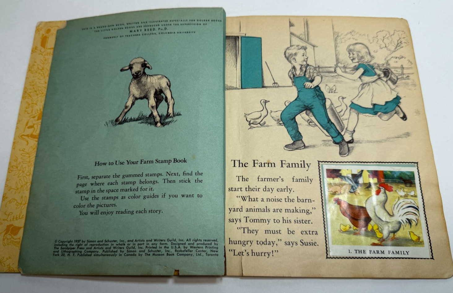 Lot of 6 Vintage 1950s Little Golden Books – Kittens, Farm Stamps, Helicopter++