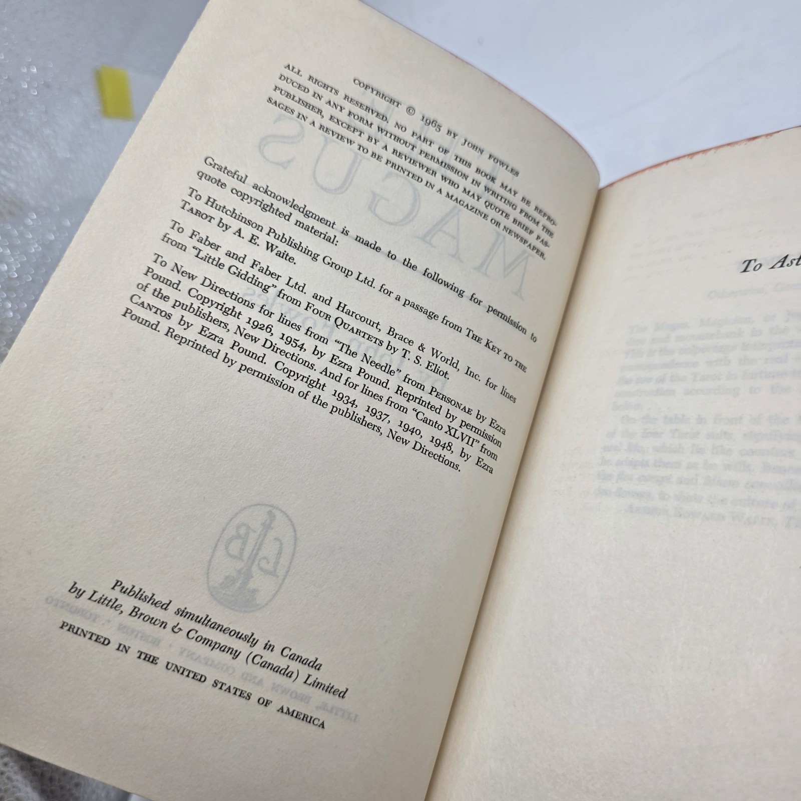 THE MAGUS – John Fowles – 1st Edition – 1965 hardcover with dust jacket