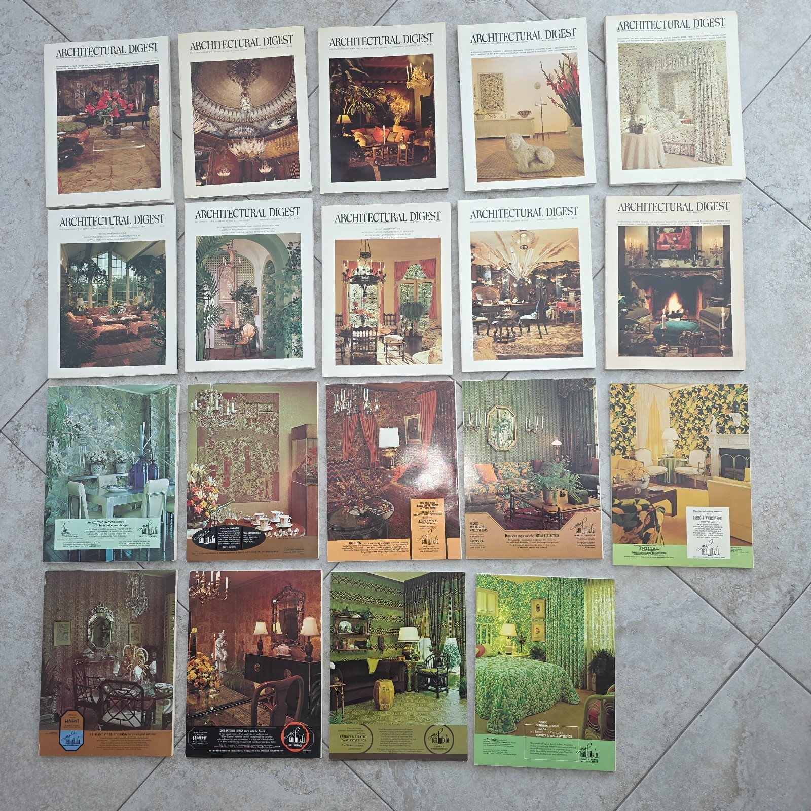 Large Lot Of 19 ARCHITECTURAL DIGEST MAGAZINES Vintage 1970’s