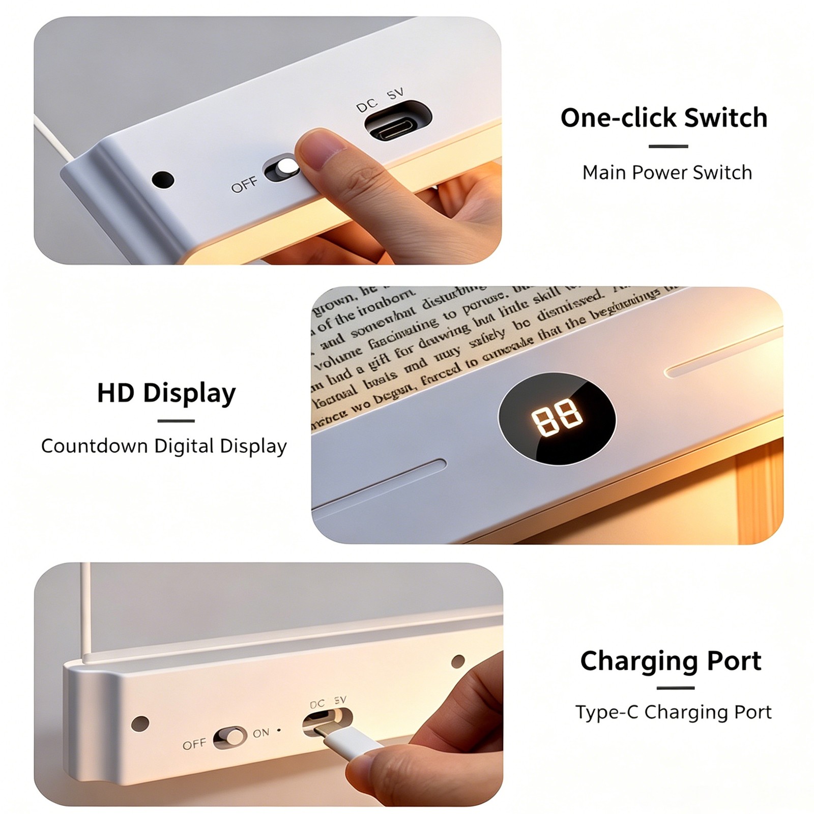 LED Book Reading Light & Night Light 2-in-1 | USB Rechargeable | 3 Color Modes