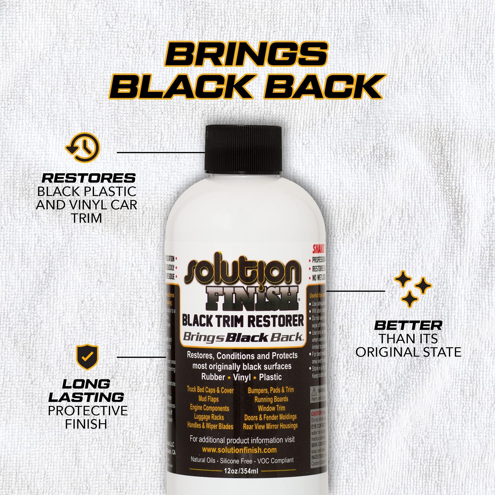 Trim Restorer Black 12 oz Instantly Revives Color Car and Truck Detailing