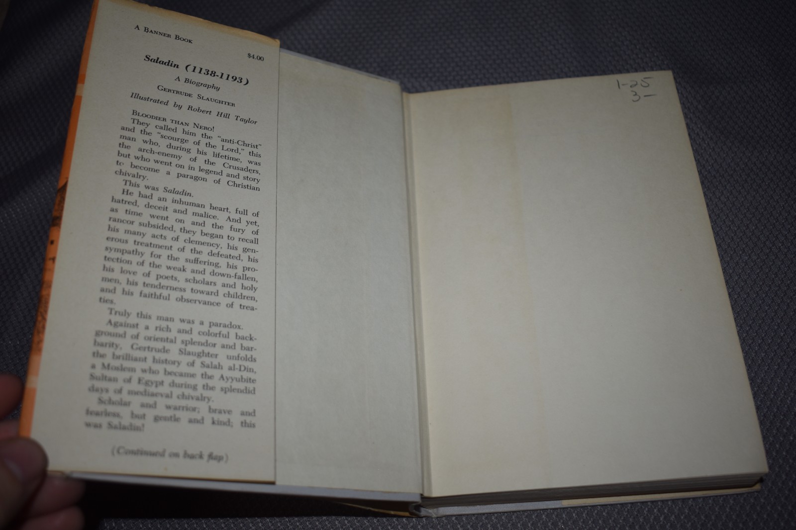 Saladin (1138-1193) by Gertrude Slaughter (1st Edition/First Printing,hardcover)