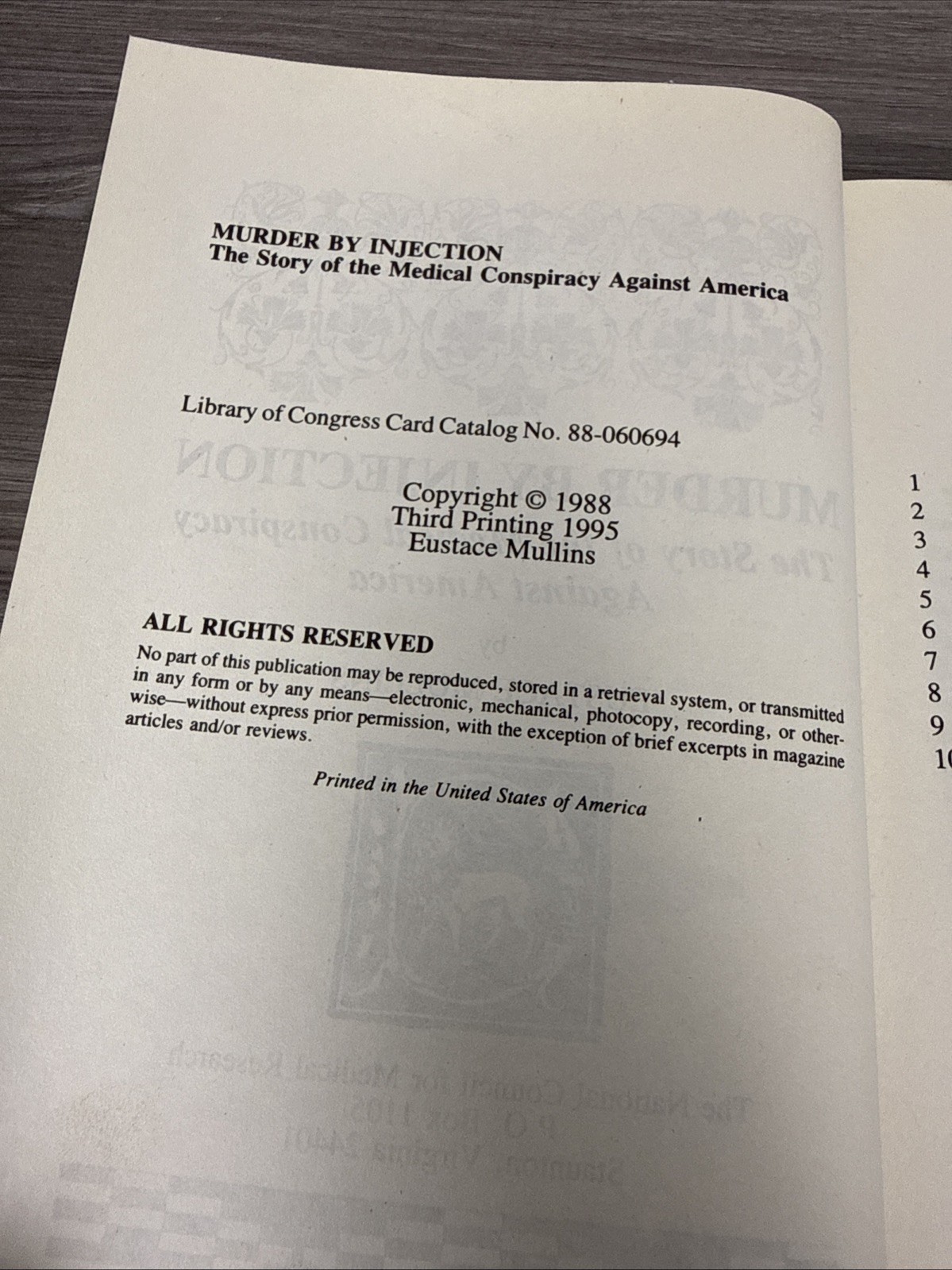 Murder By Injection: Medical Conspiracy Against America Eustace Mullins 1995