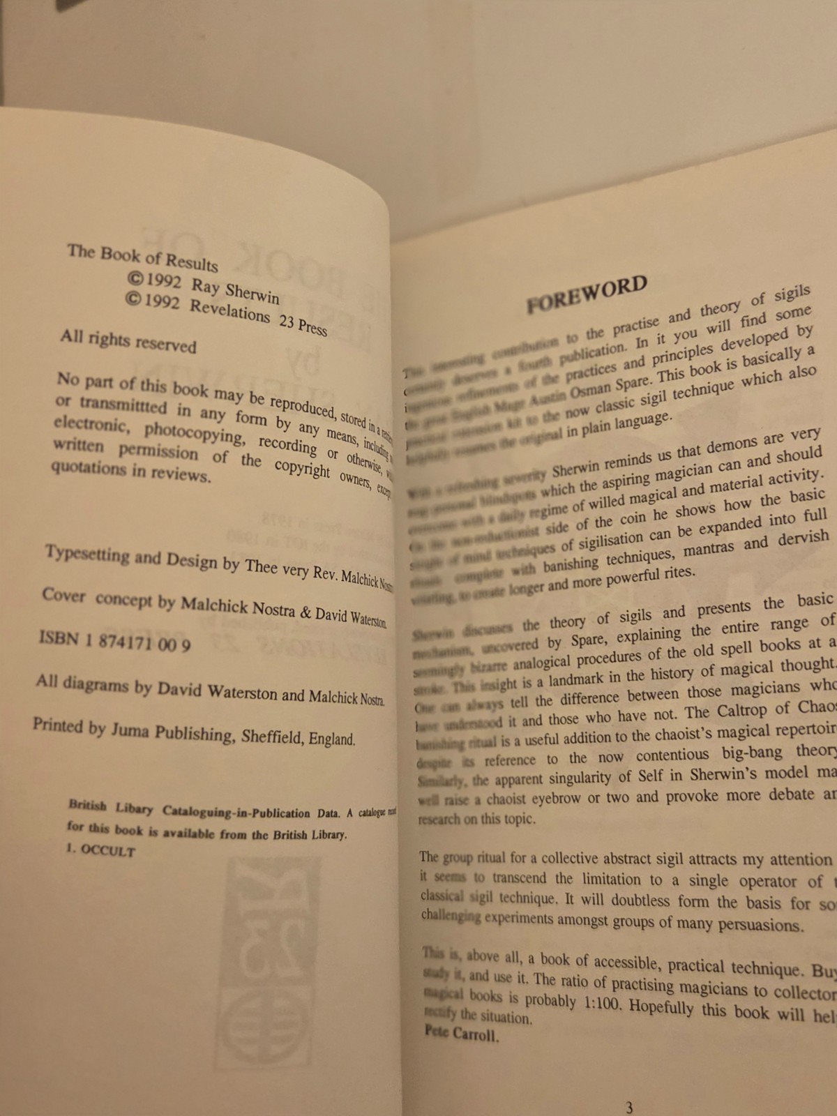 Rare 1992 The Book of Results by Ray Sherwin Revelations 23 Press Chaos Magic