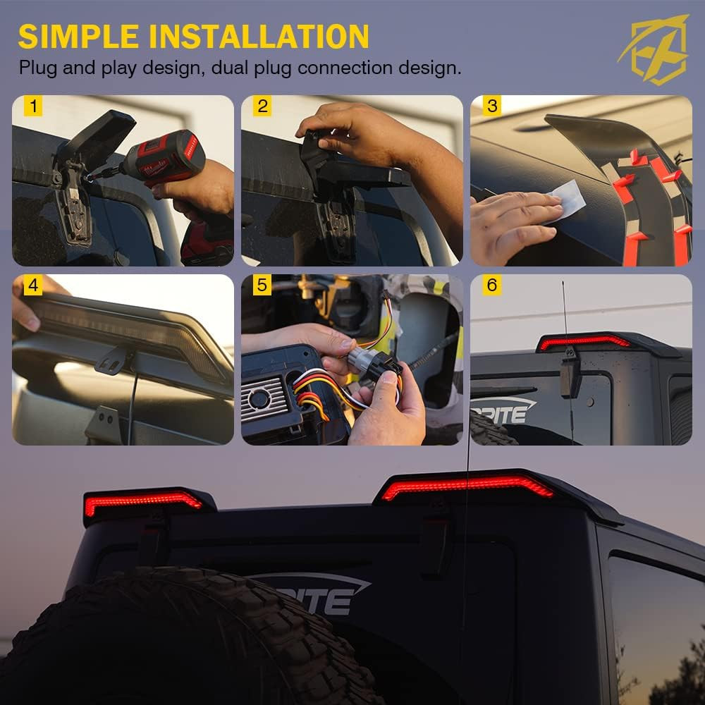 High Mount LED Brake Lights with Turn Signal/Reverse/Brake Light Compatible with