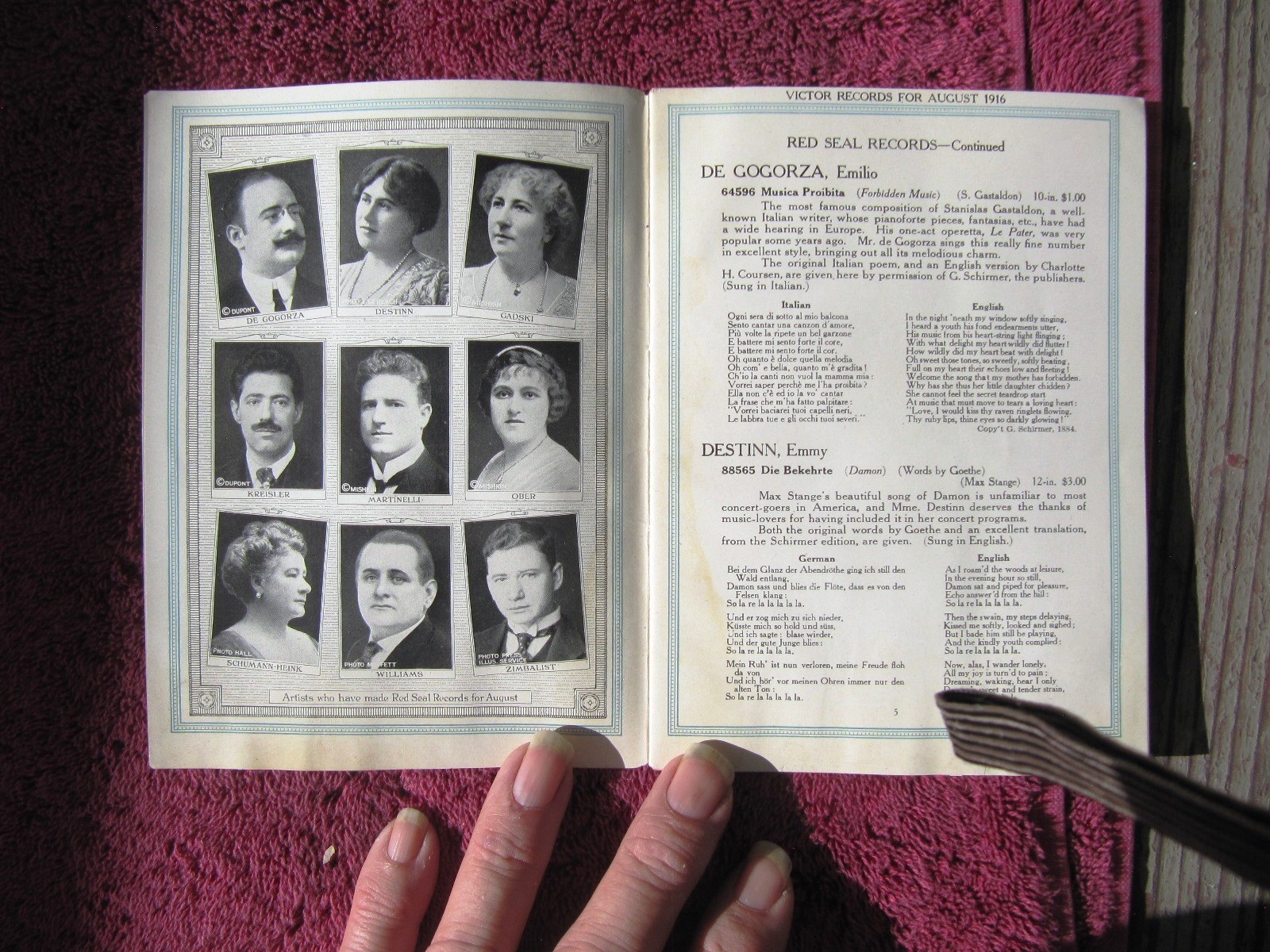Kitty Cheatham Tribute New VICTOR RECORDS Aug 1916 Supplement Victrola CATALOG