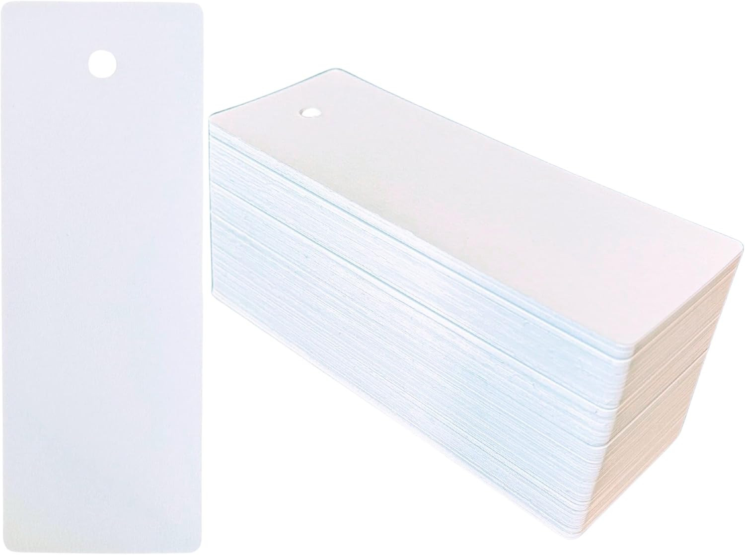 150 Blank White Cardstock Bookmarks with Pre-Punched Hole – Bulk Plain Bookmarks