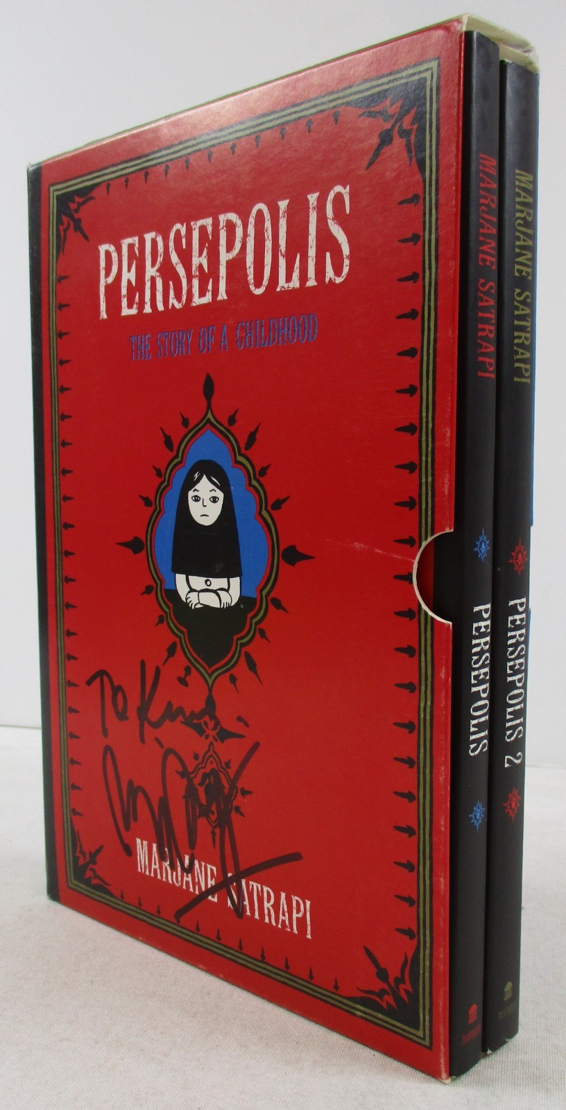 SIGNED by MARJANE SATRAPI “PERSEPOLIS 1 & 2” 2-Volume Graphic Novel SC Slipcase