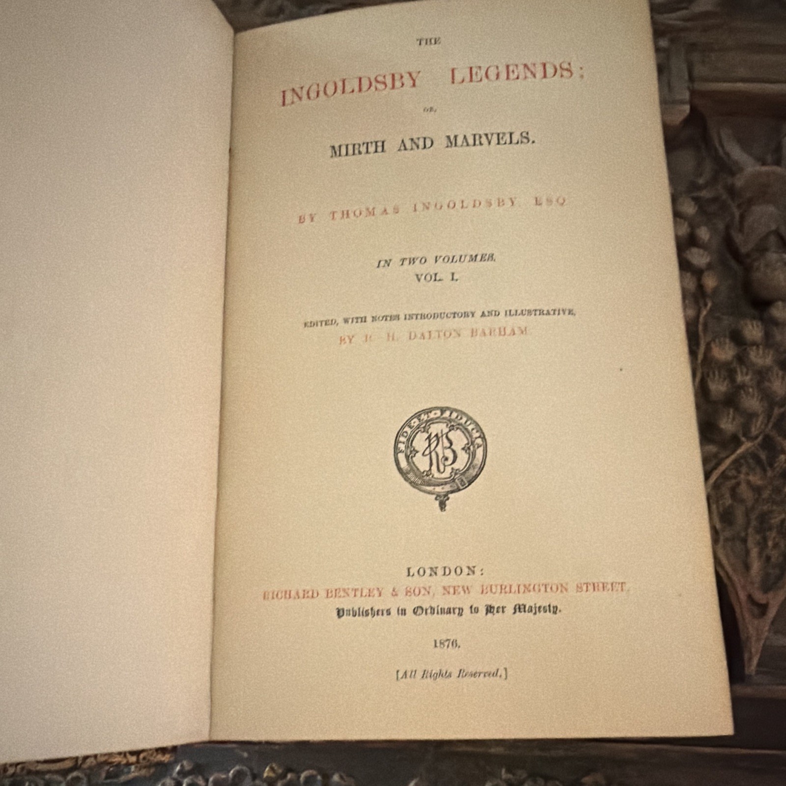 Thomas Ingoldsby The Ingoldsby Legends Illus Leather Richard Bentley London 1876