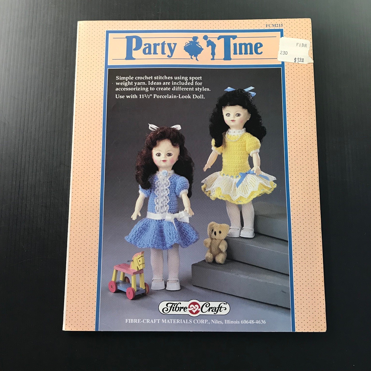 Party Time Fibre-Craft FCM215 1990 Crochet Patterns 11.5″ Porcelain-Look Doll