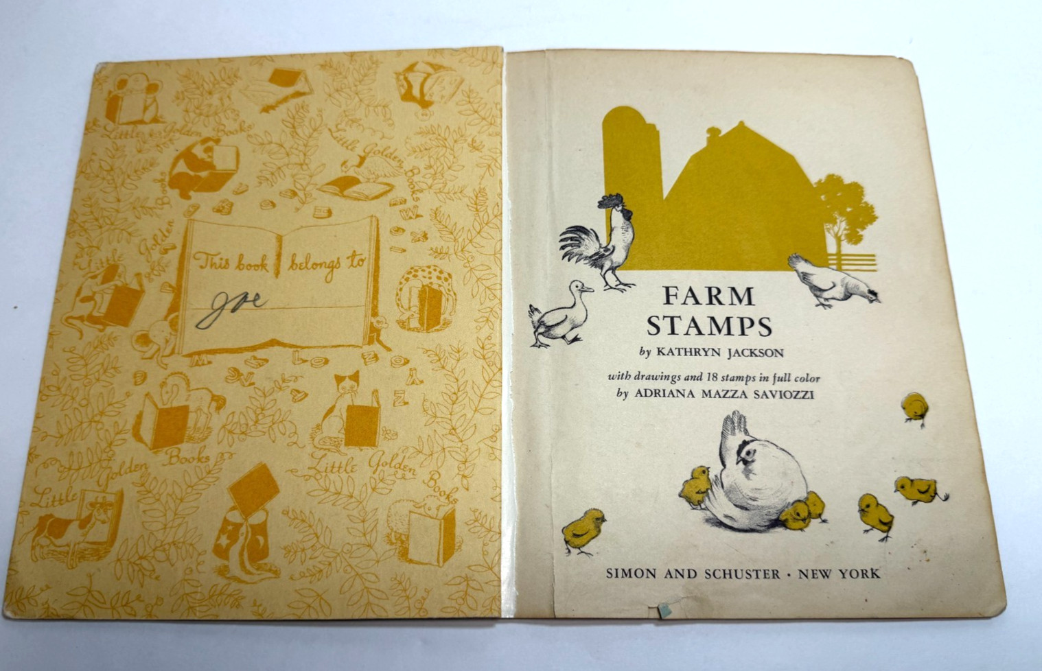 Lot of 6 Vintage 1950s Little Golden Books – Kittens, Farm Stamps, Helicopter++