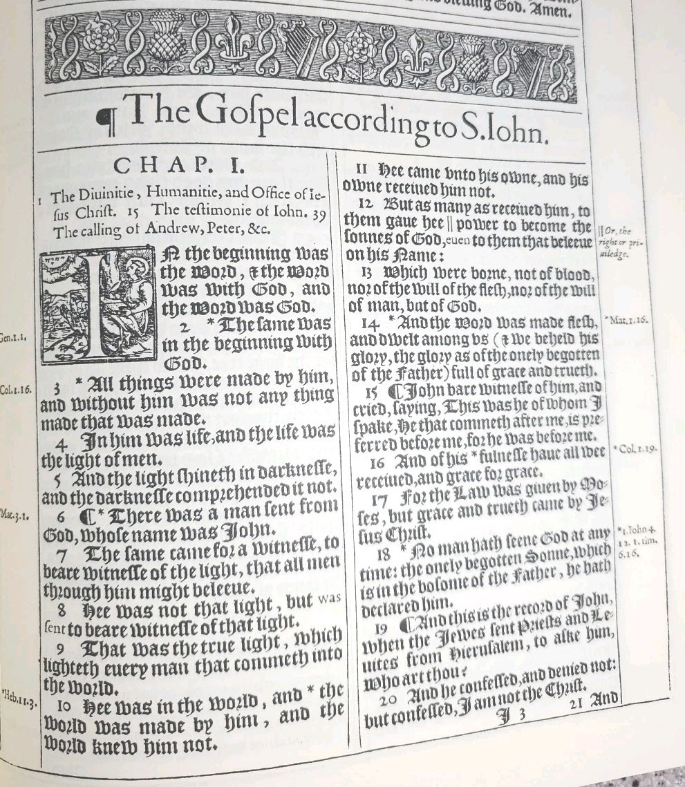 1611 King James Bible 1st Edition Facsimile AND Original Page Leaf 1600s 1st Chr