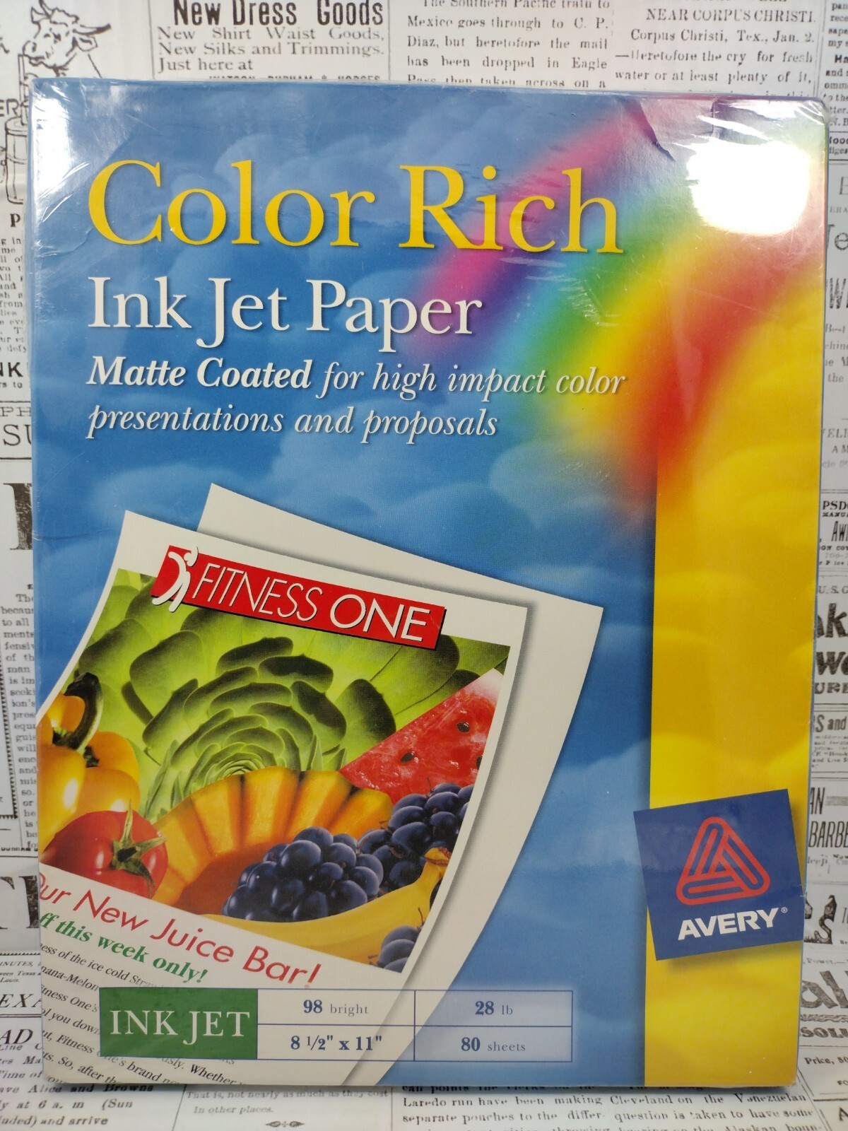 Avery Color Rich/Matte Coated Inkjet Paper 98 Bright 28LB 80Sheets 8.5″ x 11″
