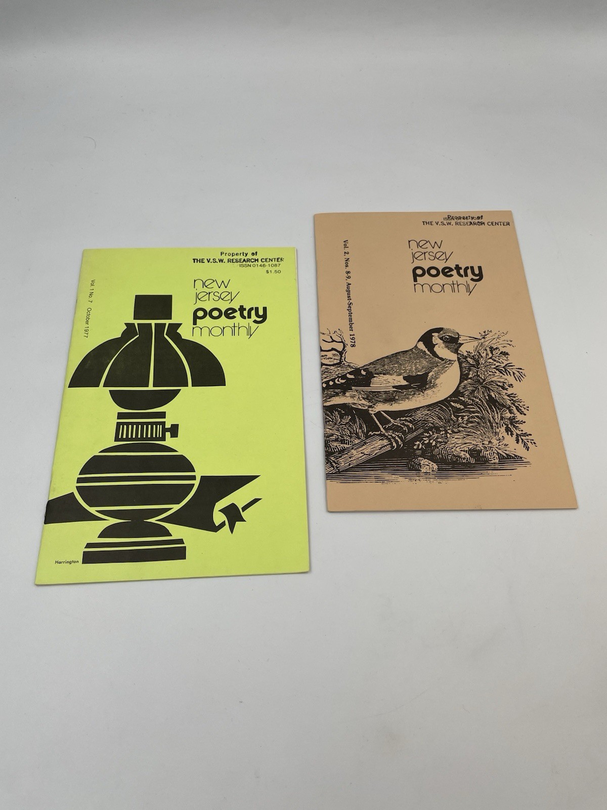 2 New Jersey Poetry Monthly Magazine 1977-78 Vintage RARE NJ Poets F2