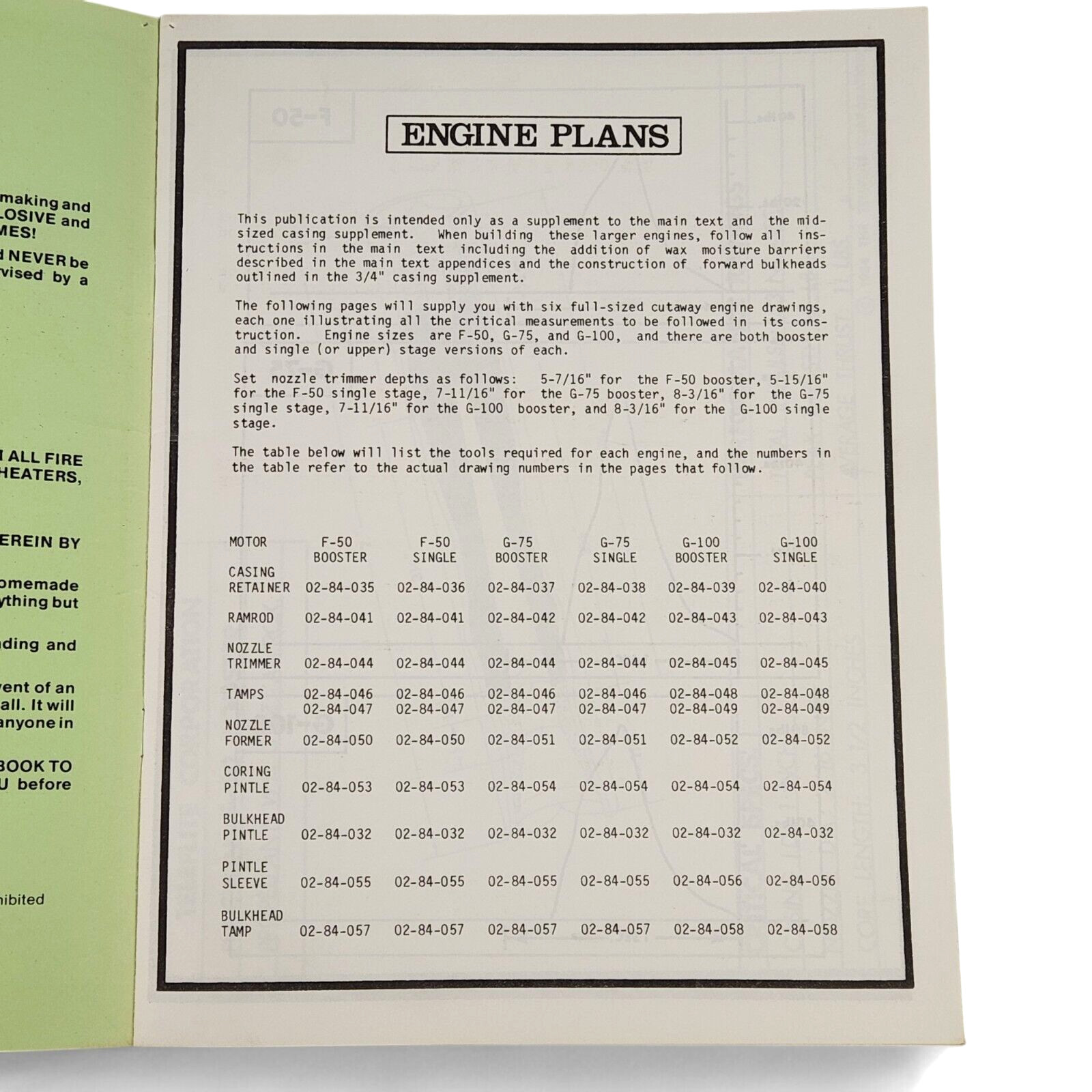 Building Your Own Rocket Motors Book Teleflite Large Engine F-50 G-75 G-100 1983