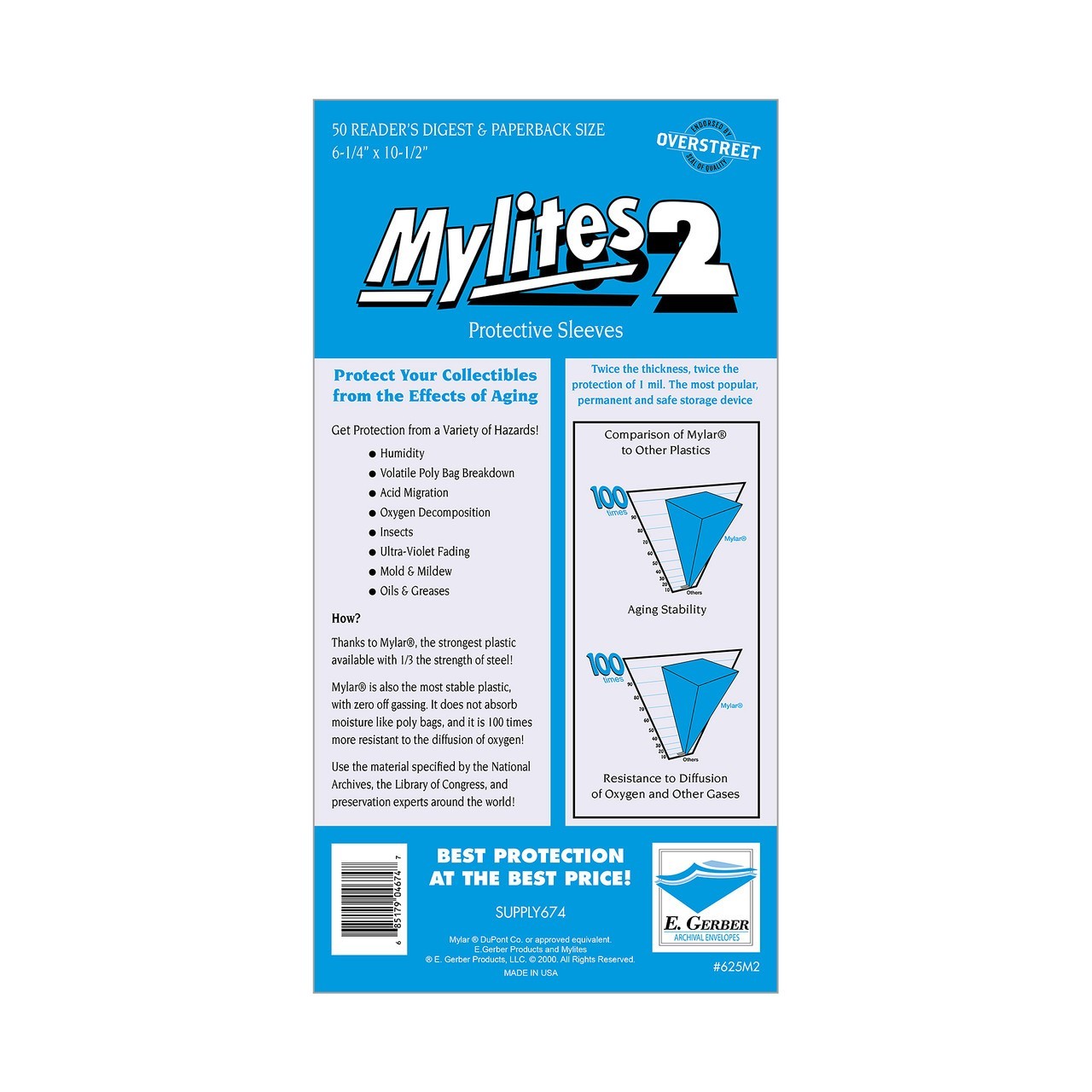 50 E Gerber Mylites 2 Mil Mylar Bags Readers Digest Manga Paperback Sleeves