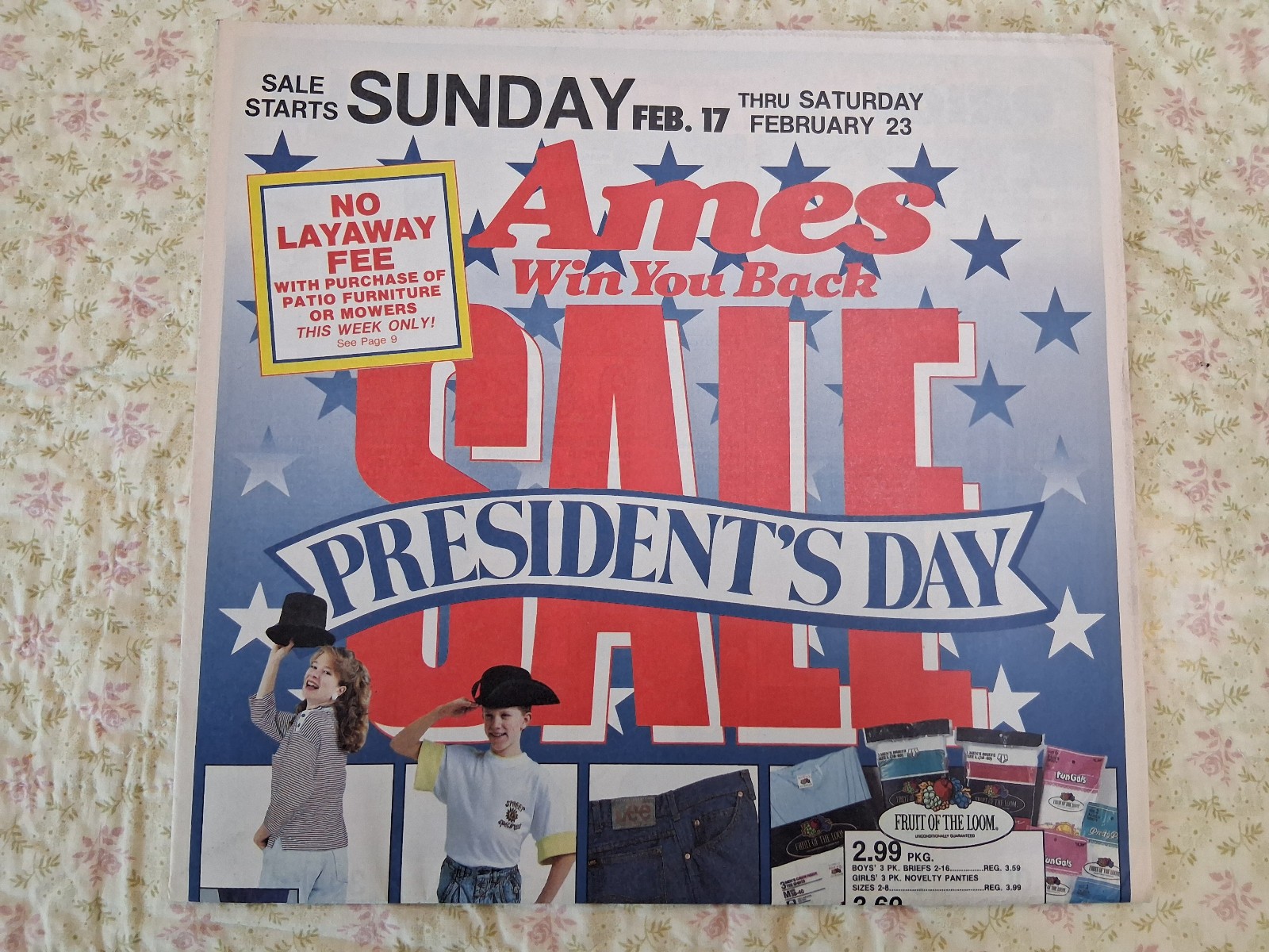 Vintage 80s Ames Department Store Weekly Newspaper Flyer Ad Presidents Day Sale