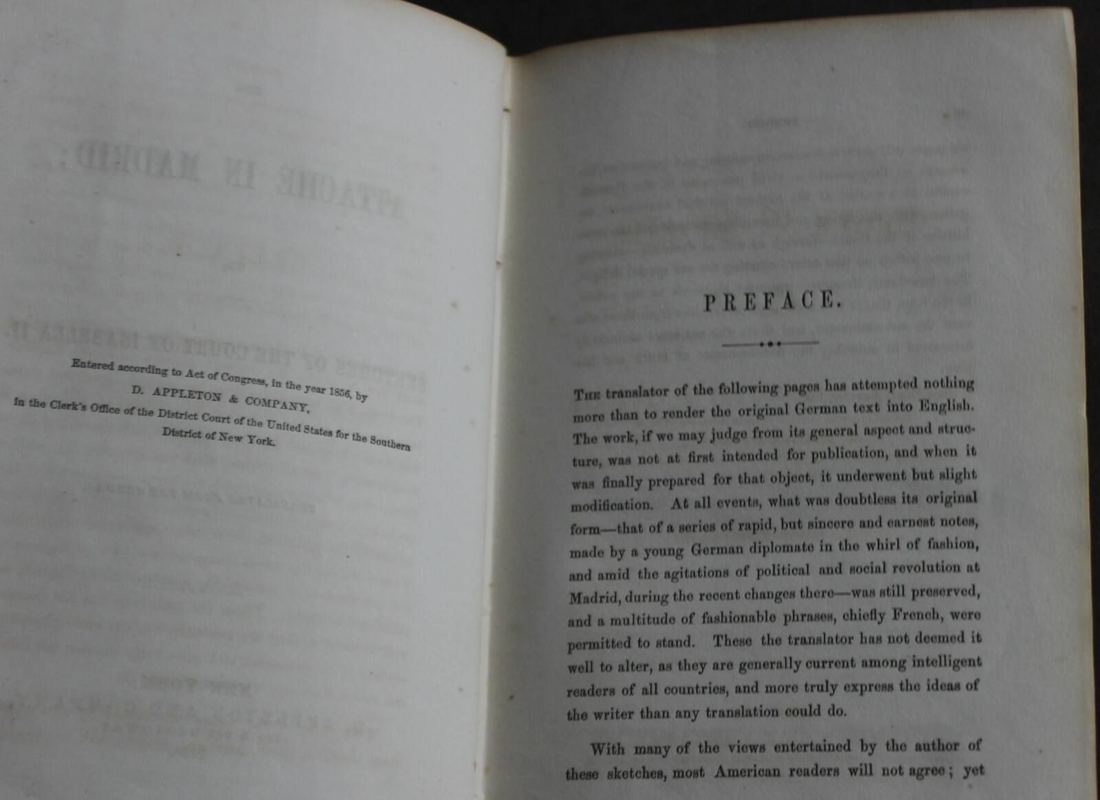 Rare Antique Old Book A German In Spain 1856 Madrid Journal Scarce Work Europe