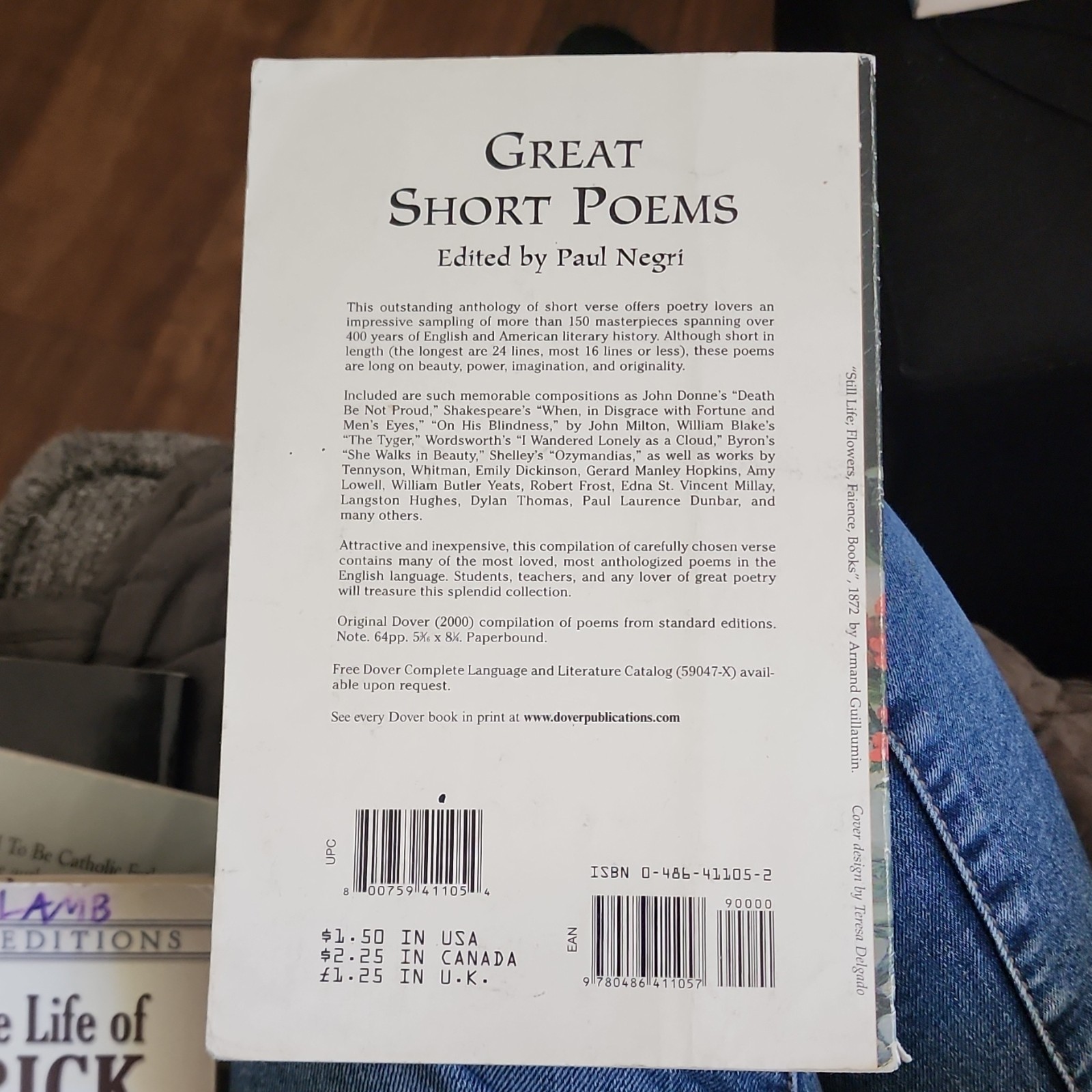 Great Short Poems Paul Negri Paperback Dover Thrift Editions Poetry Anthology