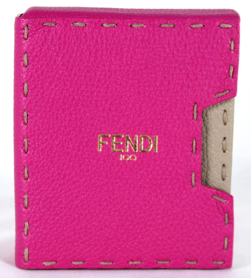 FENDI Pink & Beige Pebbled Leather 100-YEAR ANNIVERSARY Mini Photo Album Book