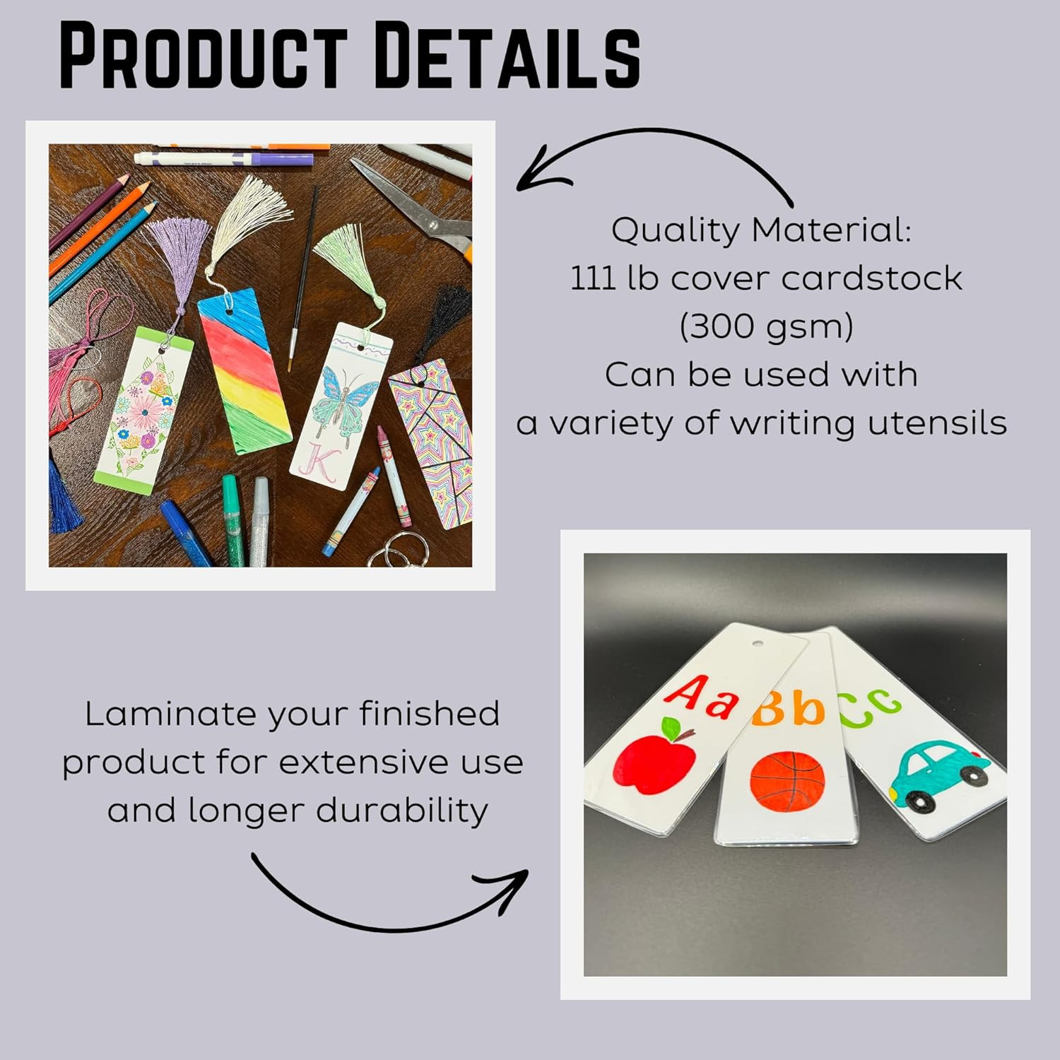 150 Blank White Cardstock Bookmarks with Pre-Punched Hole – Bulk Plain Bookmarks