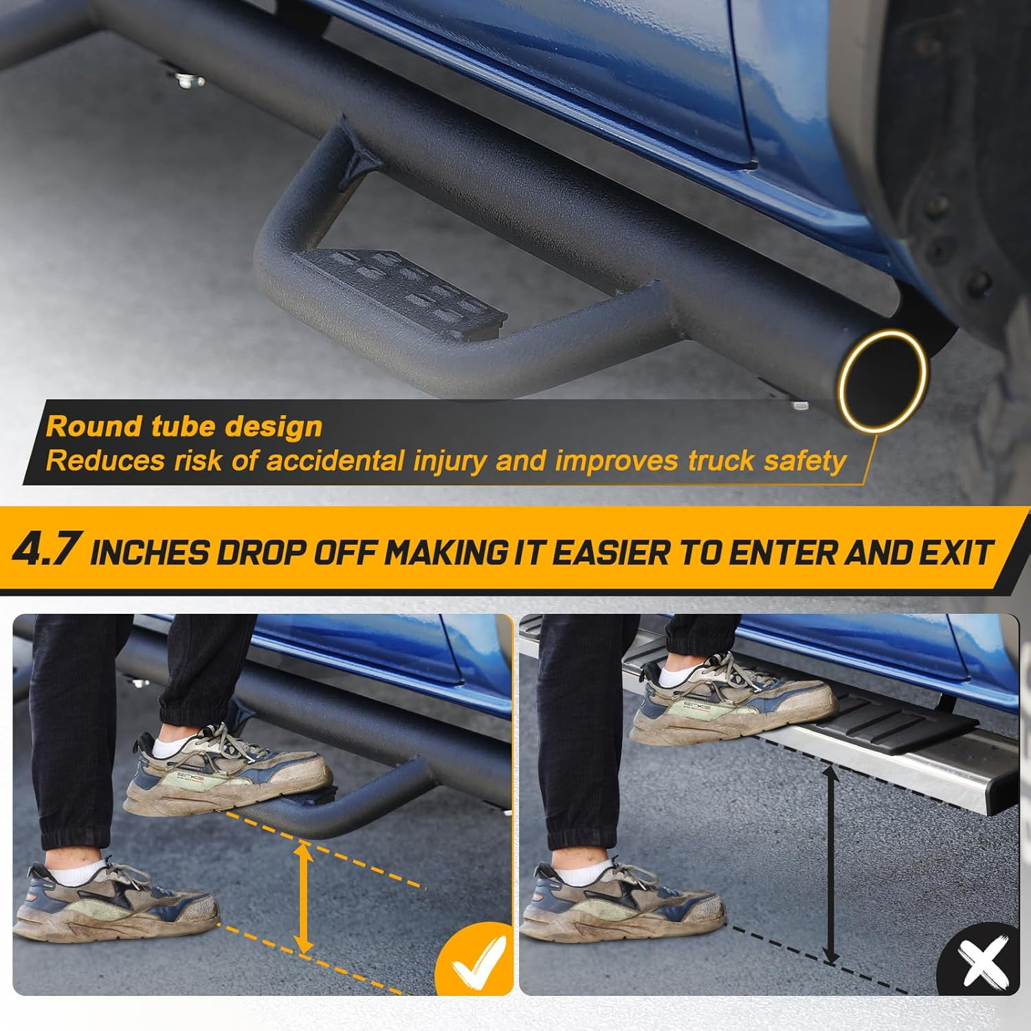 Running Boards Compatible with 2007-2021 Toyota Tundra Double Cab. Black Tundra