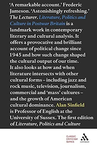 Literature, Politics and Culture in Postwar Britain (Continuum I