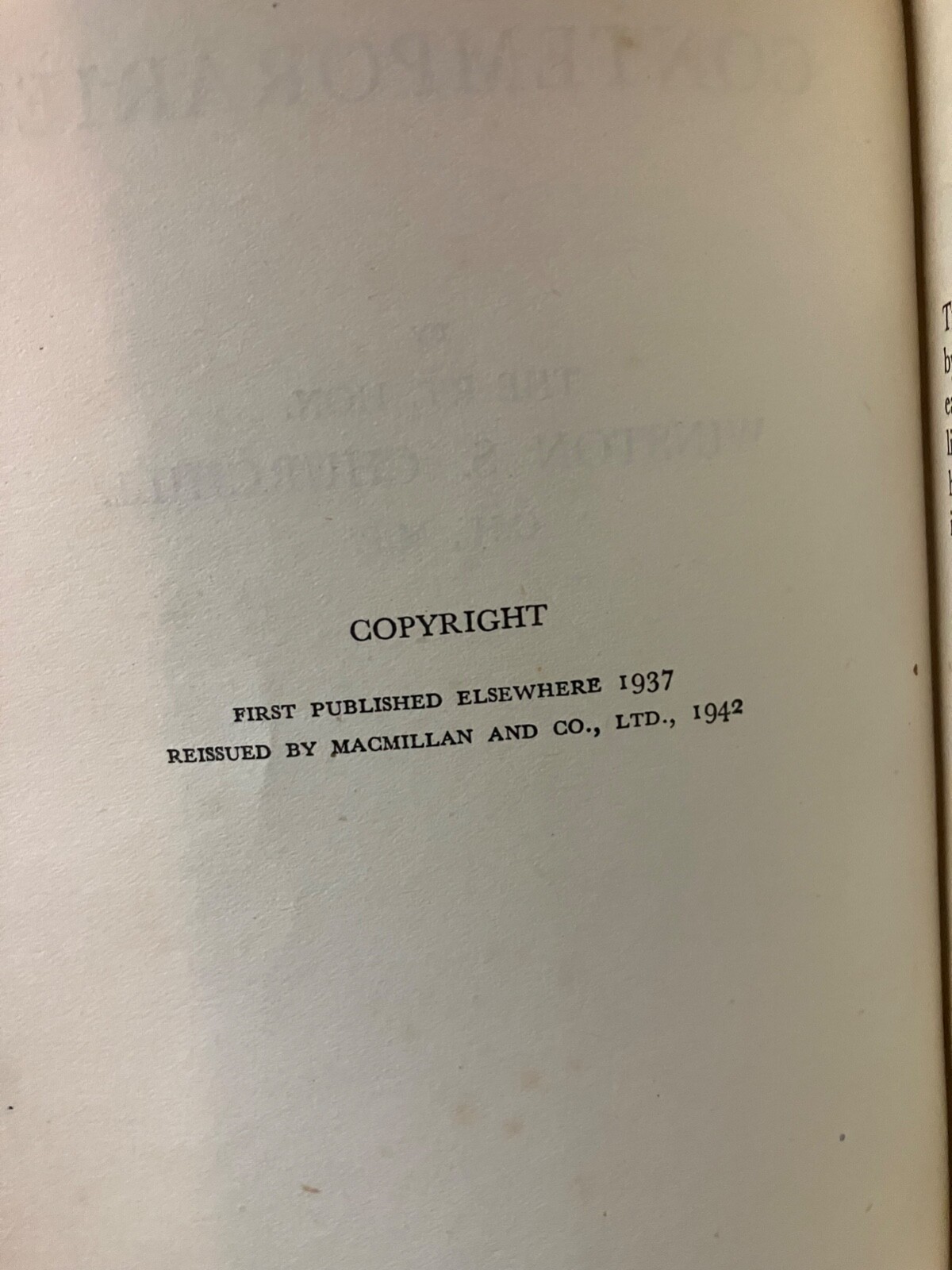 Winston S Churchill / Great Contemporaries 1942 Wartime Production