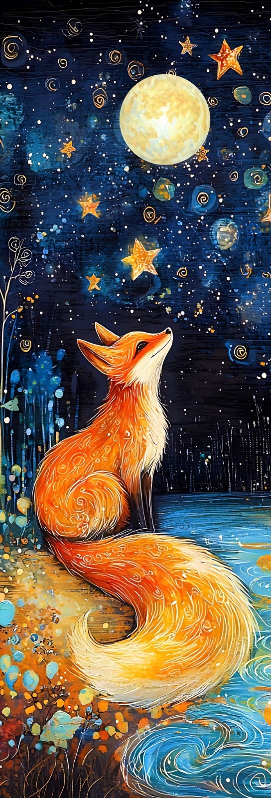 Whimsical Bookmark – Starry Night Fox Themed Gift For Book Readers, Laminated