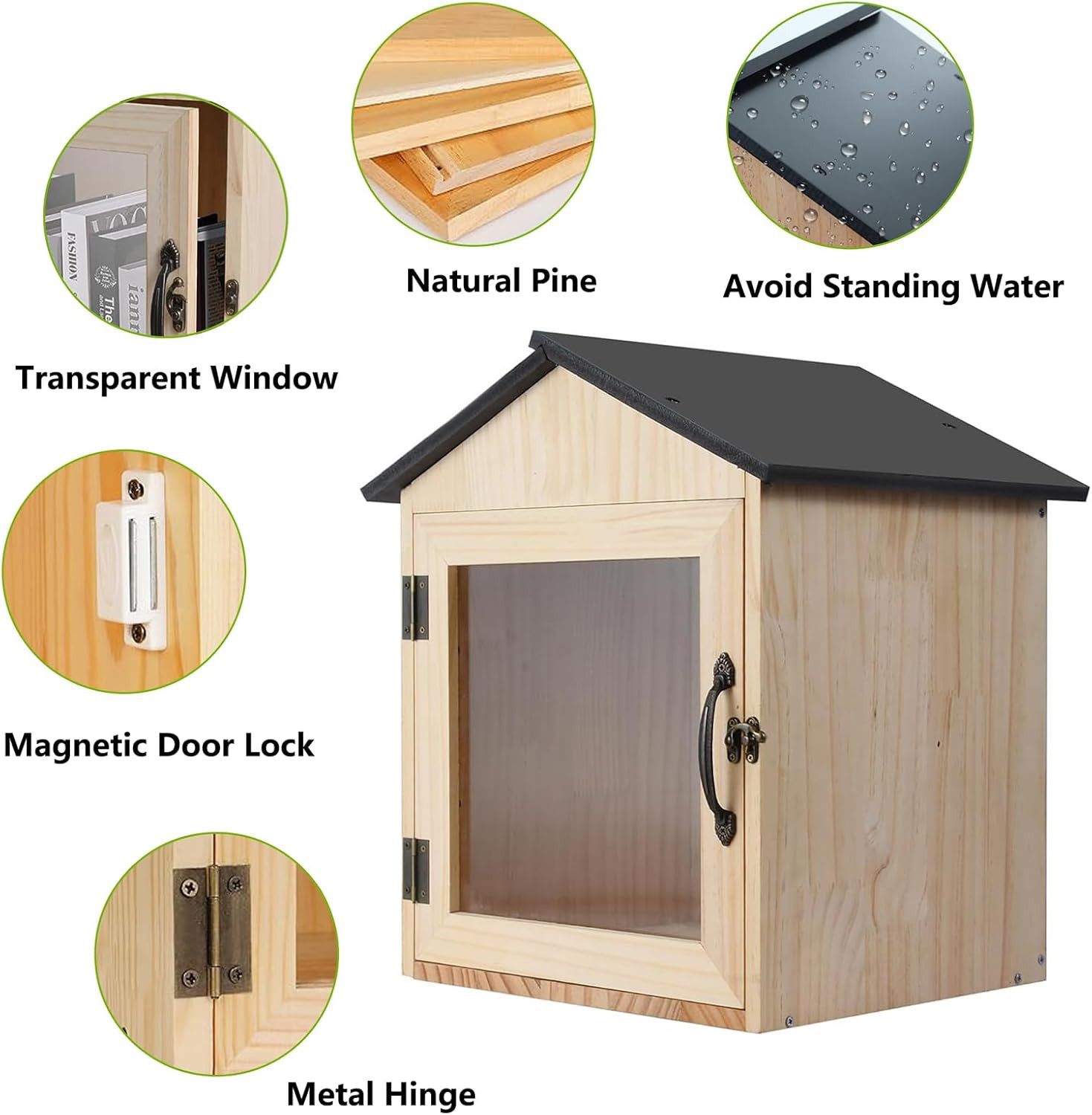 Little Library Box Outdoor Wooden outside Library Book Boxes‌ Literature Exchang
