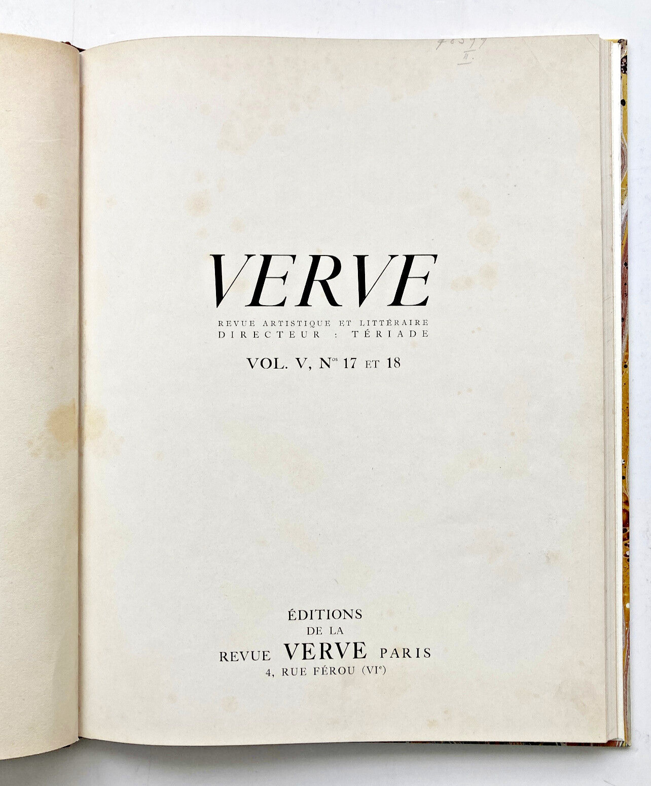 VERVE. Reveue artistique et littéraire. Vol. V, N° 17-18. Coleur de Bonnard.